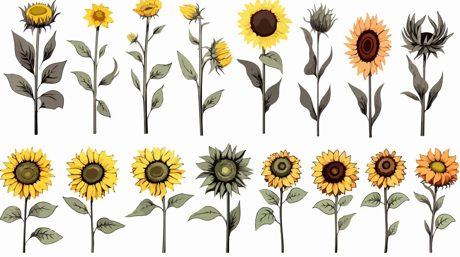 Hand Drawn Sunflowers Collection Vector — free download from Dotvec