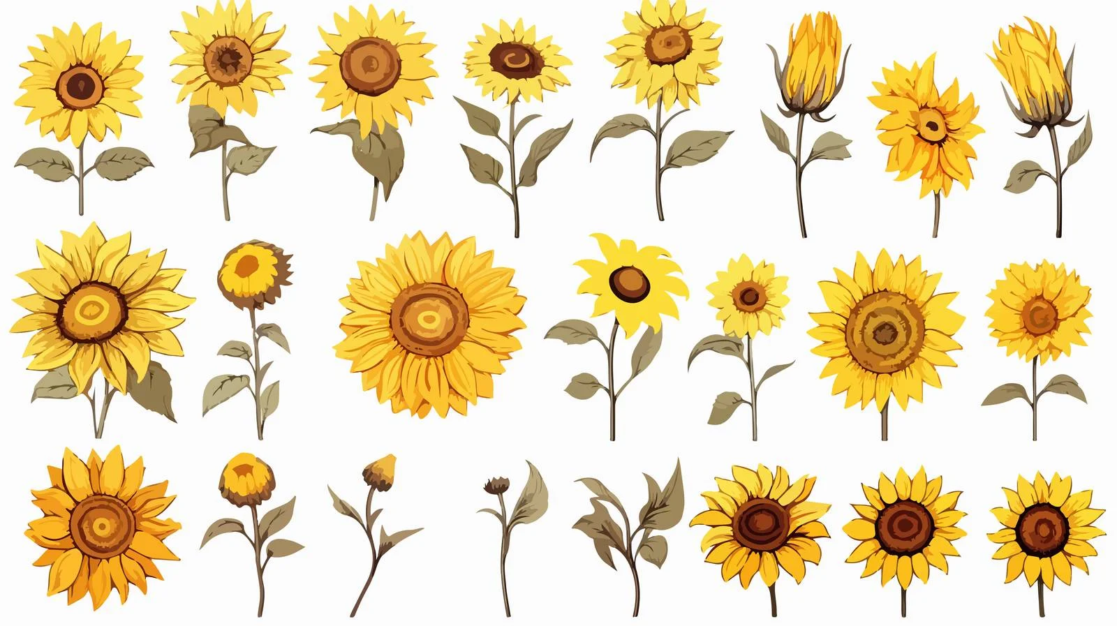 Hand-Drawn Sunflowers Collection Vector Sketch — free download from Dotvec