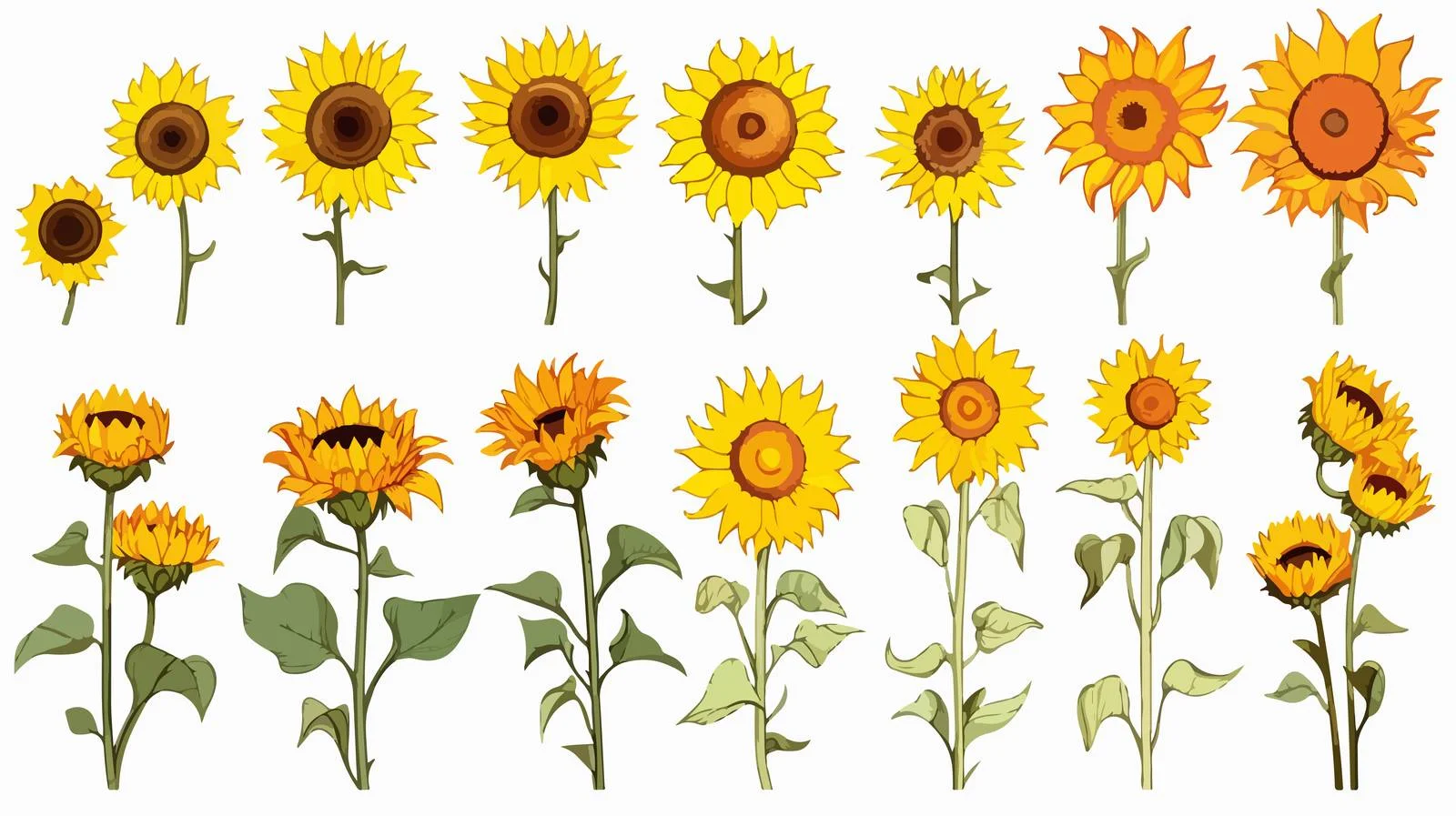 Hand-Drawn Sunflowers Vector Collection — free download from Dotvec