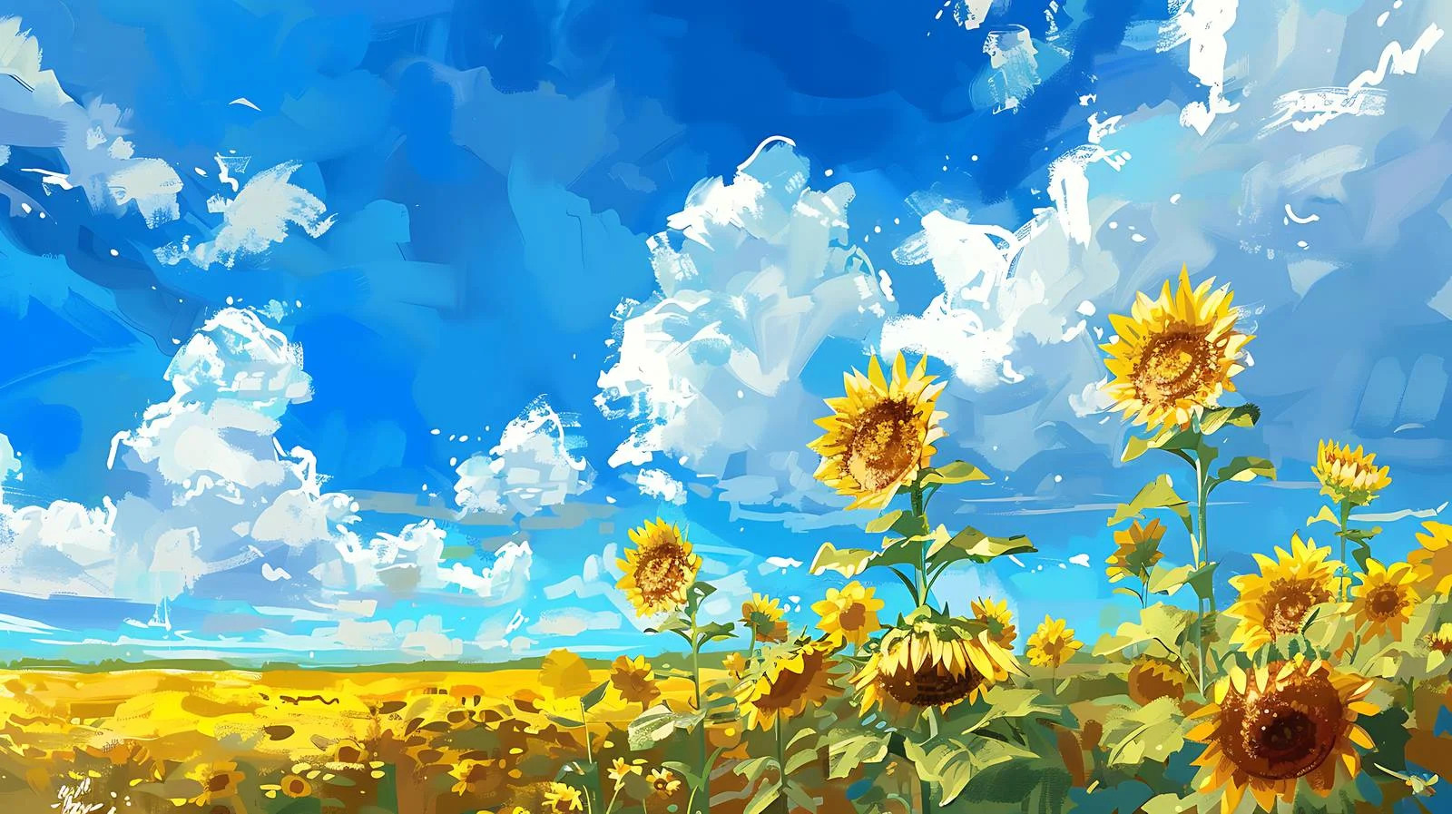 Serene Sunflower Field under Blue Sky — free download from Dotvec