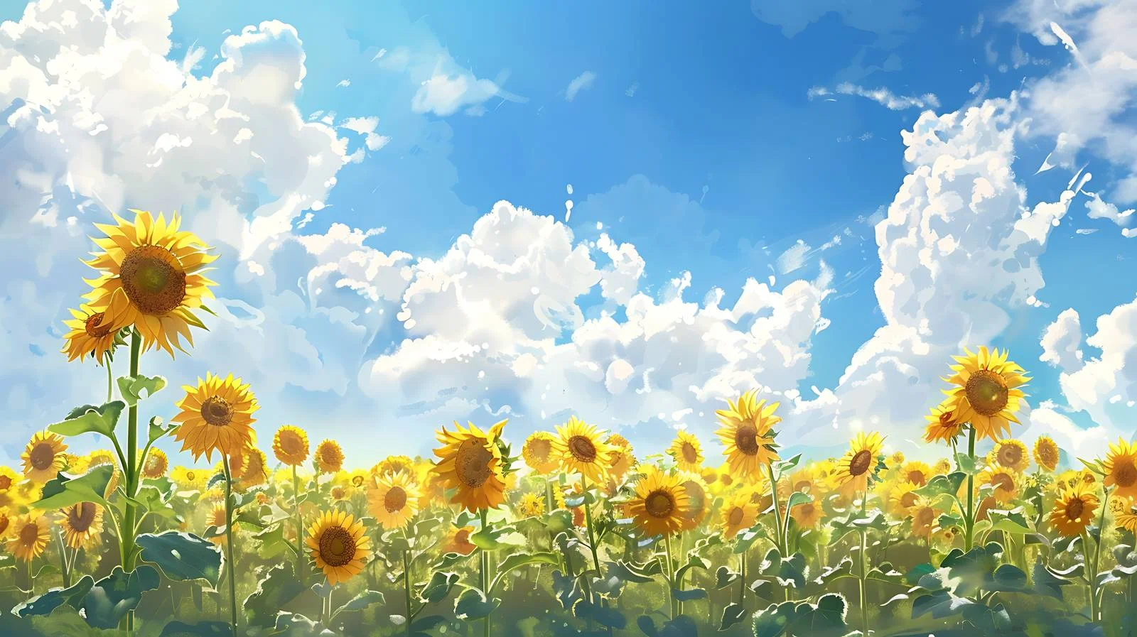 Serene Sunflower Field Under Blue Sky — free download from Dotvec