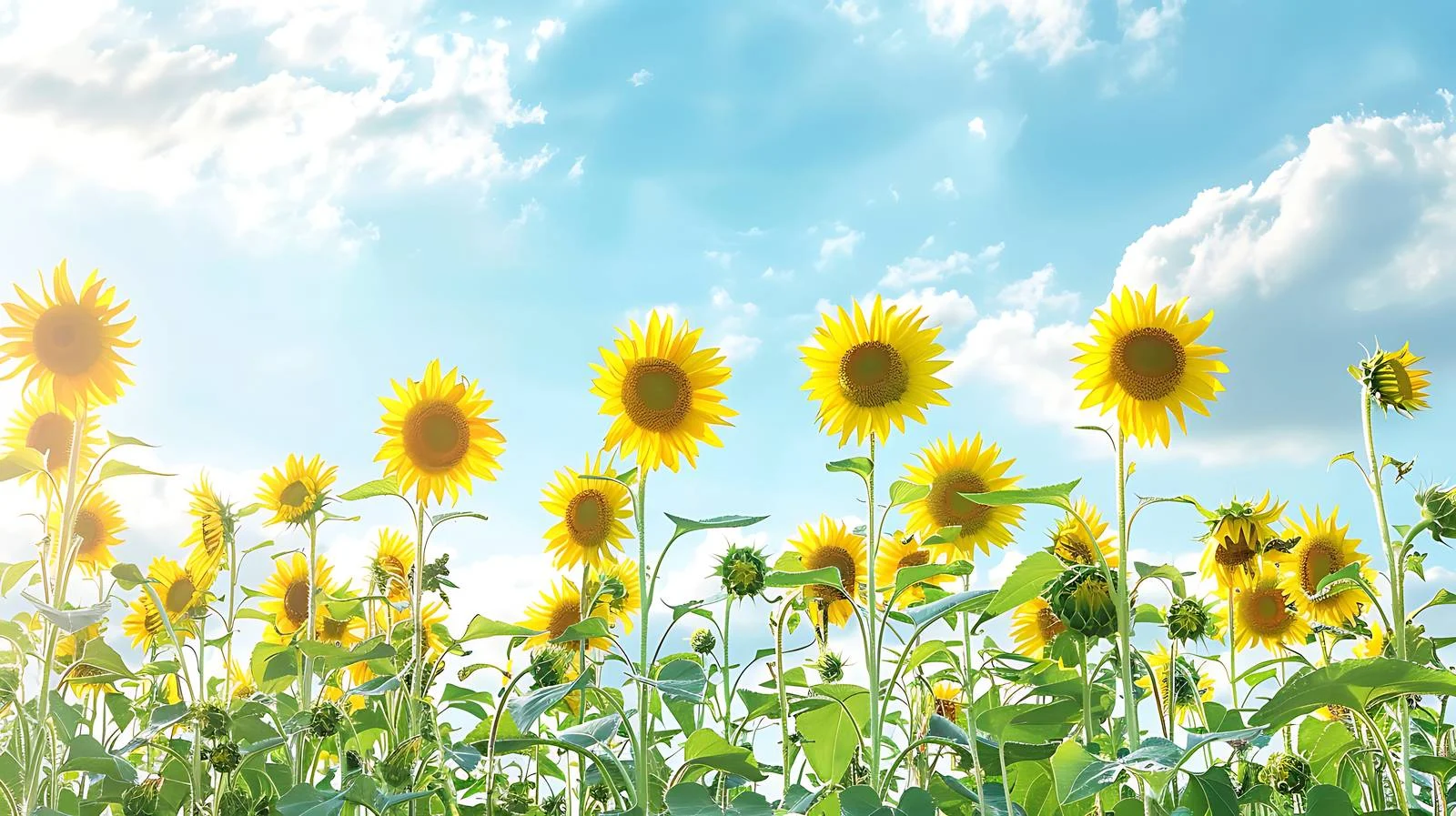 Serene Sunflower Field Under Cloudy Sky — free download from Dotvec