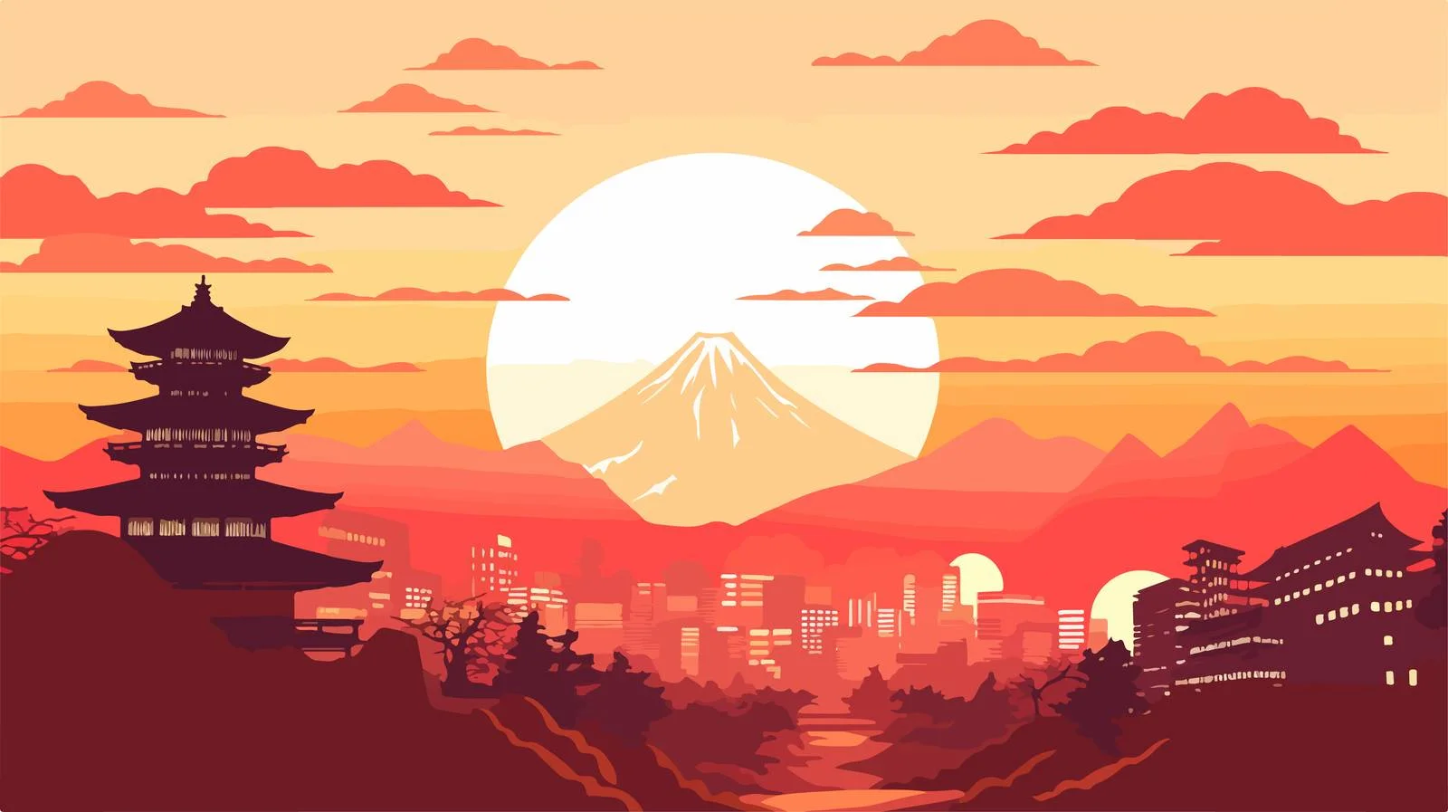 Japan Sunlight Vector Background — free download from Dotvec