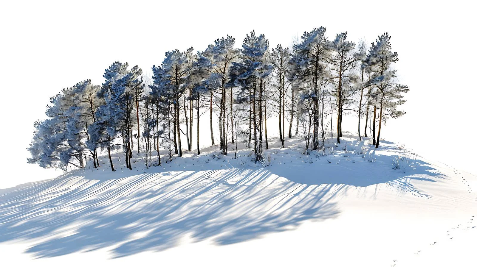 Snow-covered hillside with trees under sunlight — free download from Dotvec