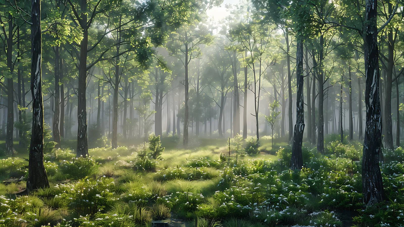 Peaceful Forest Morning White Background Scene — free download from Dotvec