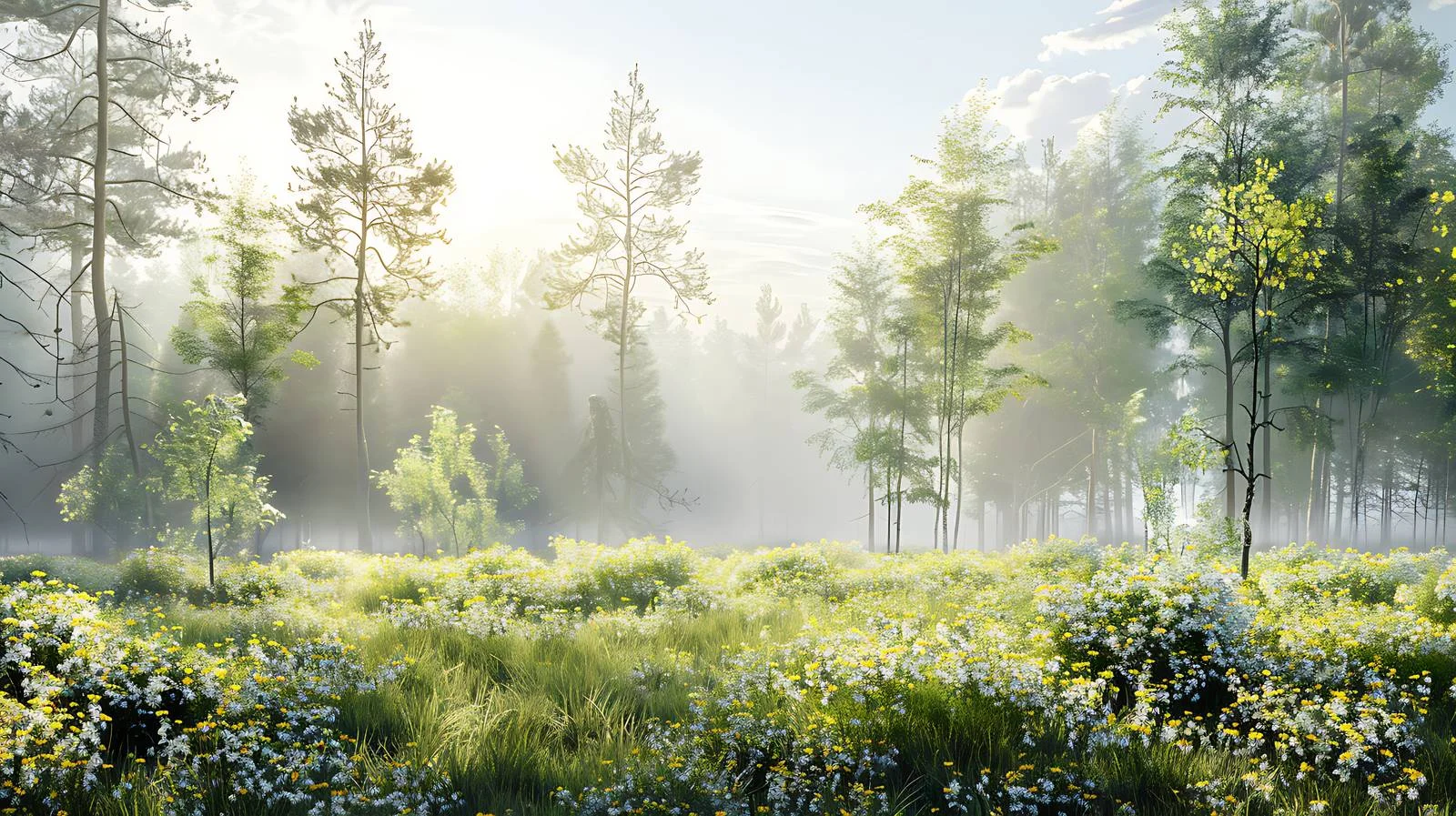 Serene Forest Morning on Clean Background — free download from Dotvec
