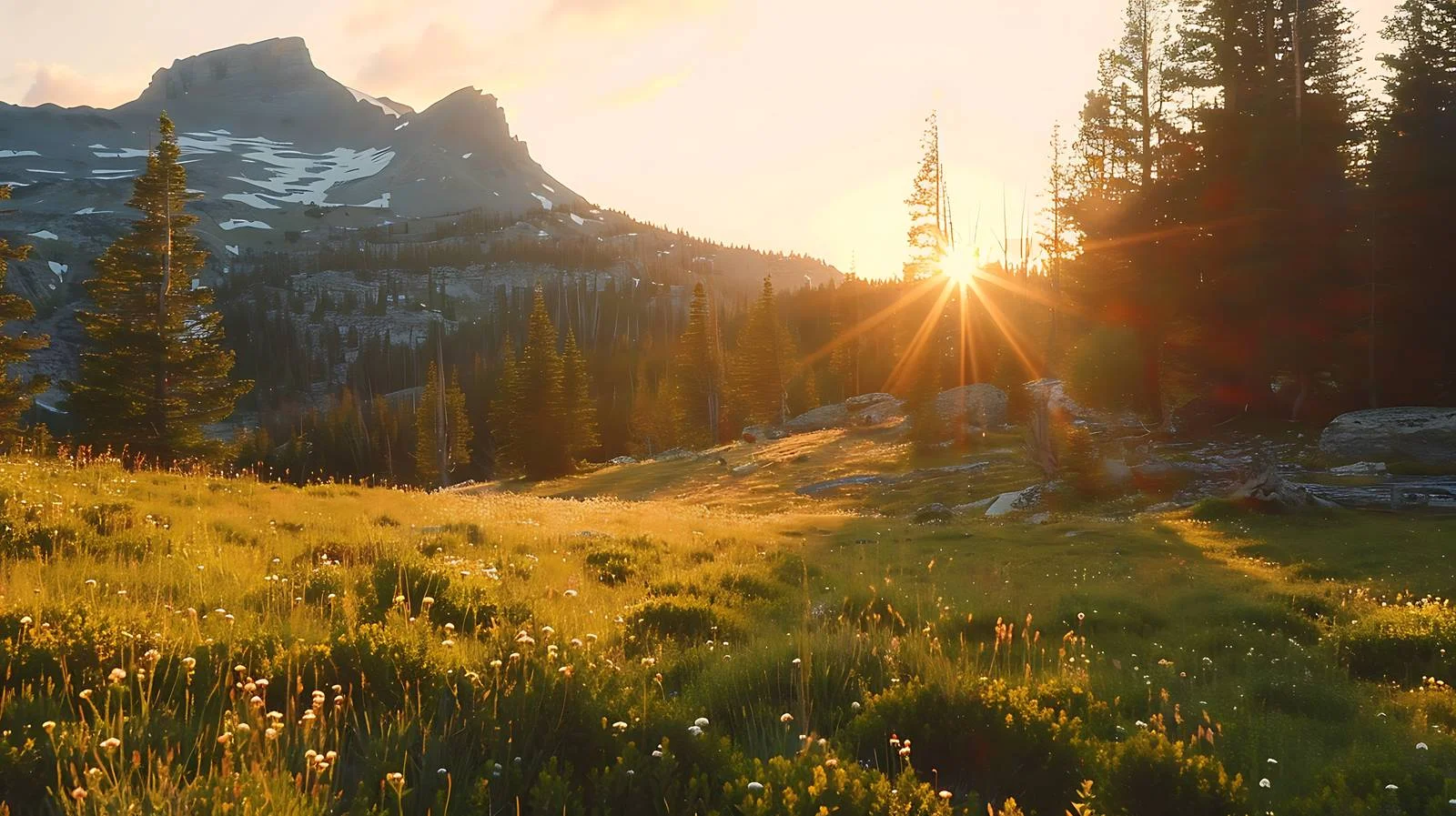 Majestic Ostler Peak at Sunrise near Amethyst Meadow — free download from Dotvec