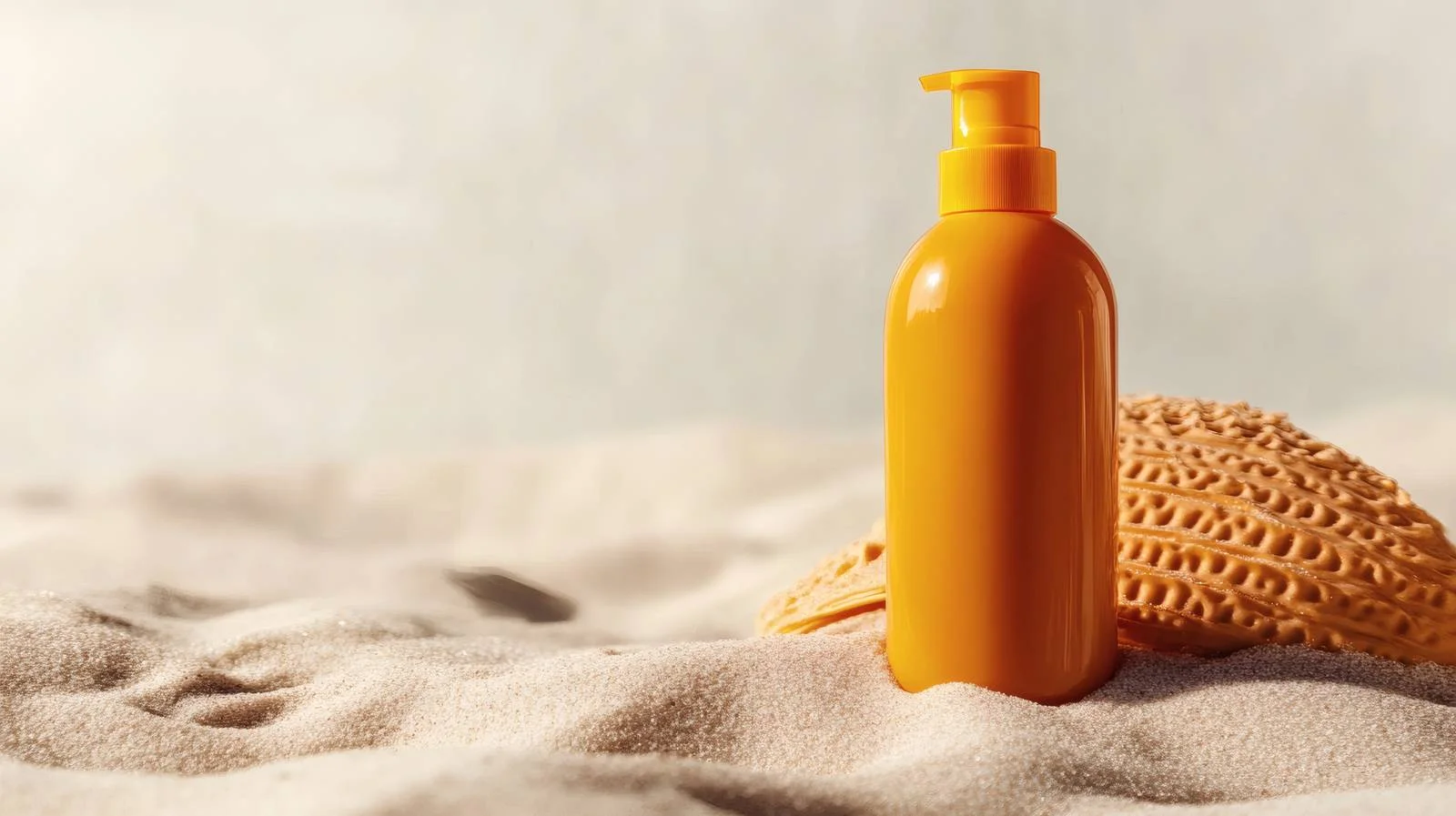 Sunscreen Lotion on Beach Sand Background — free download from Dotvec