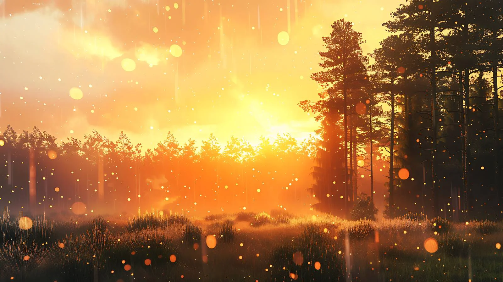 Tranquil Sunset in Rainy Countryside Forest — free download from Dotvec