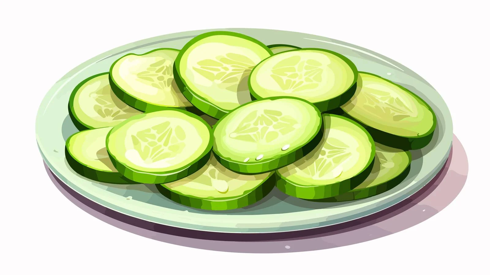 Fresh Cucumber Slices on Cartoon Plate — free download from Dotvec