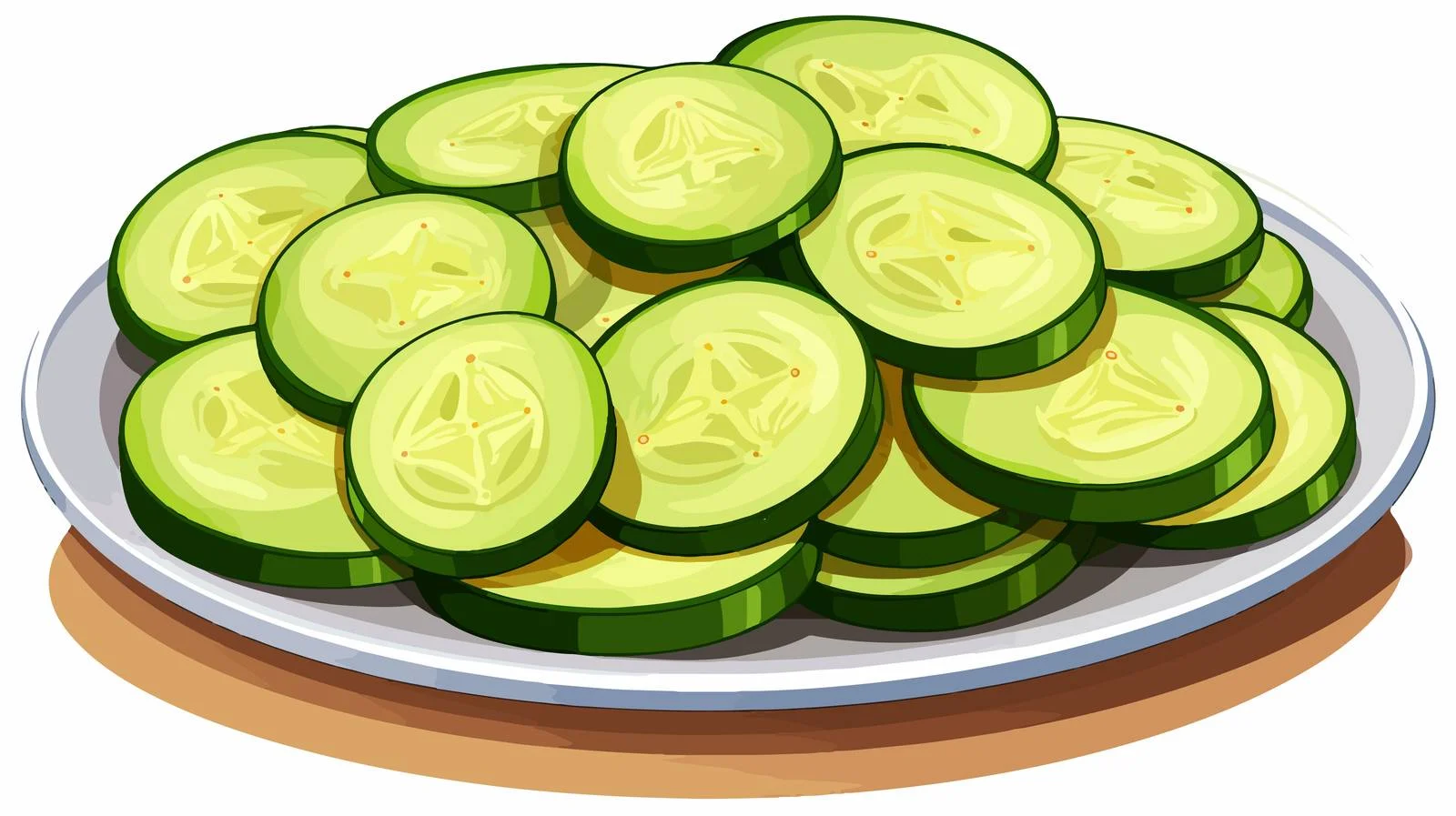 Fresh Cucumber Slices on Cartoon Plate — free download from Dotvec