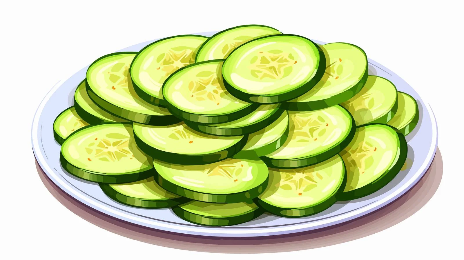 Fresh Cucumber Slices on Cartoon Plate — free download from Dotvec