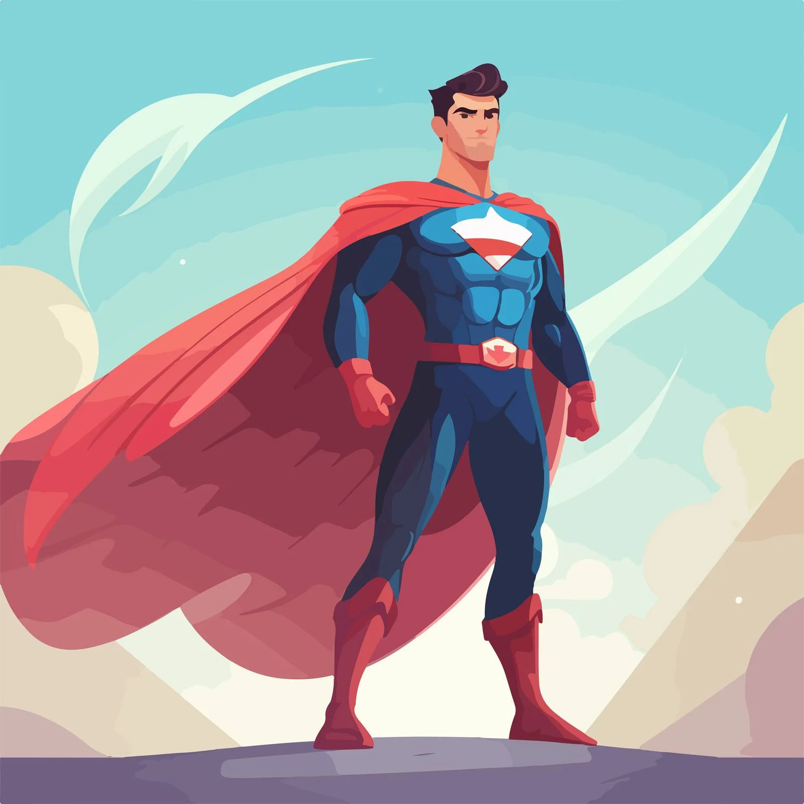 Muscular Superhero in Iconic Attire Pose — free download from Dotvec
