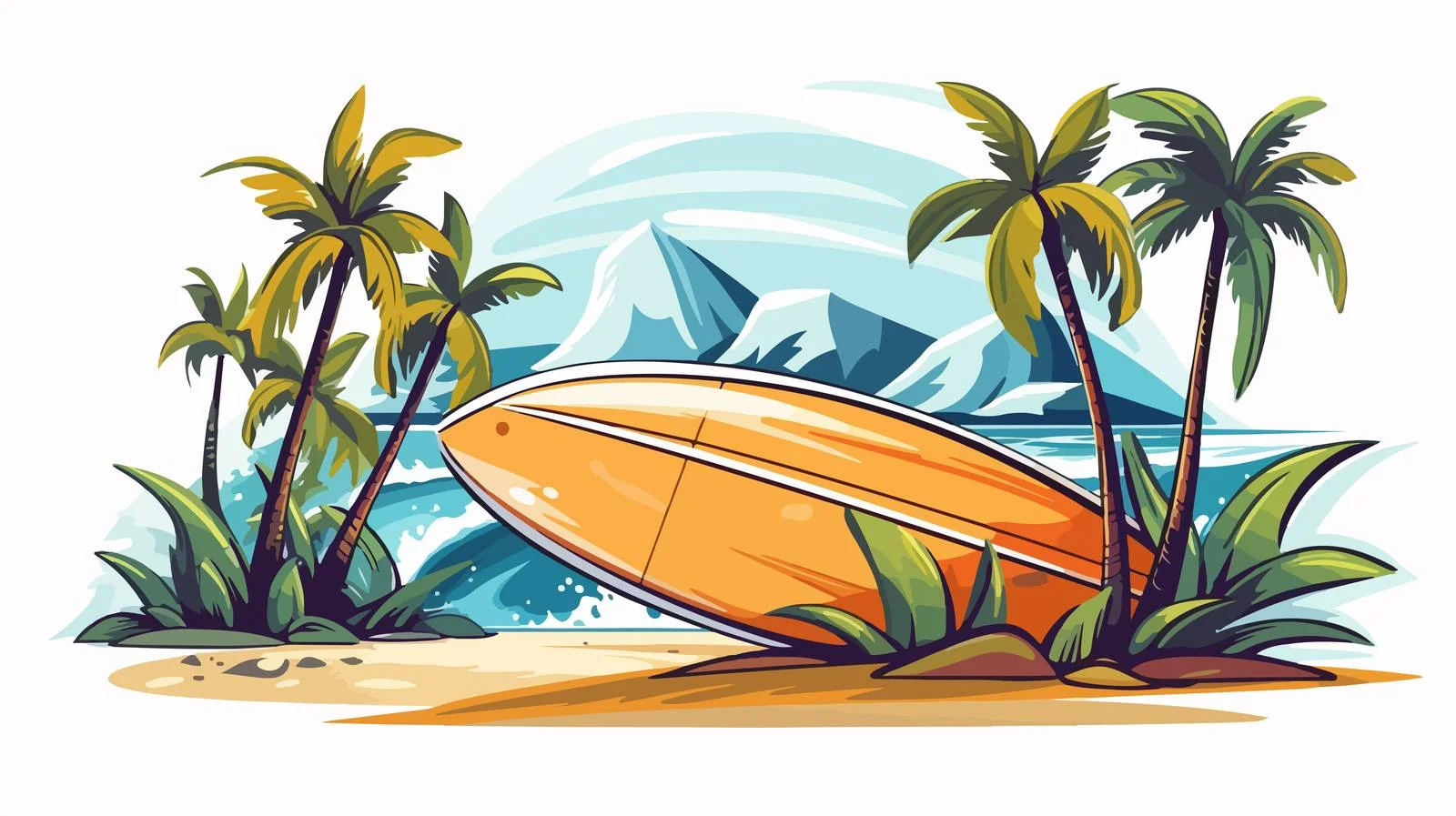 Summer Beach Relaxation with Surfboard — free download from Dotvec