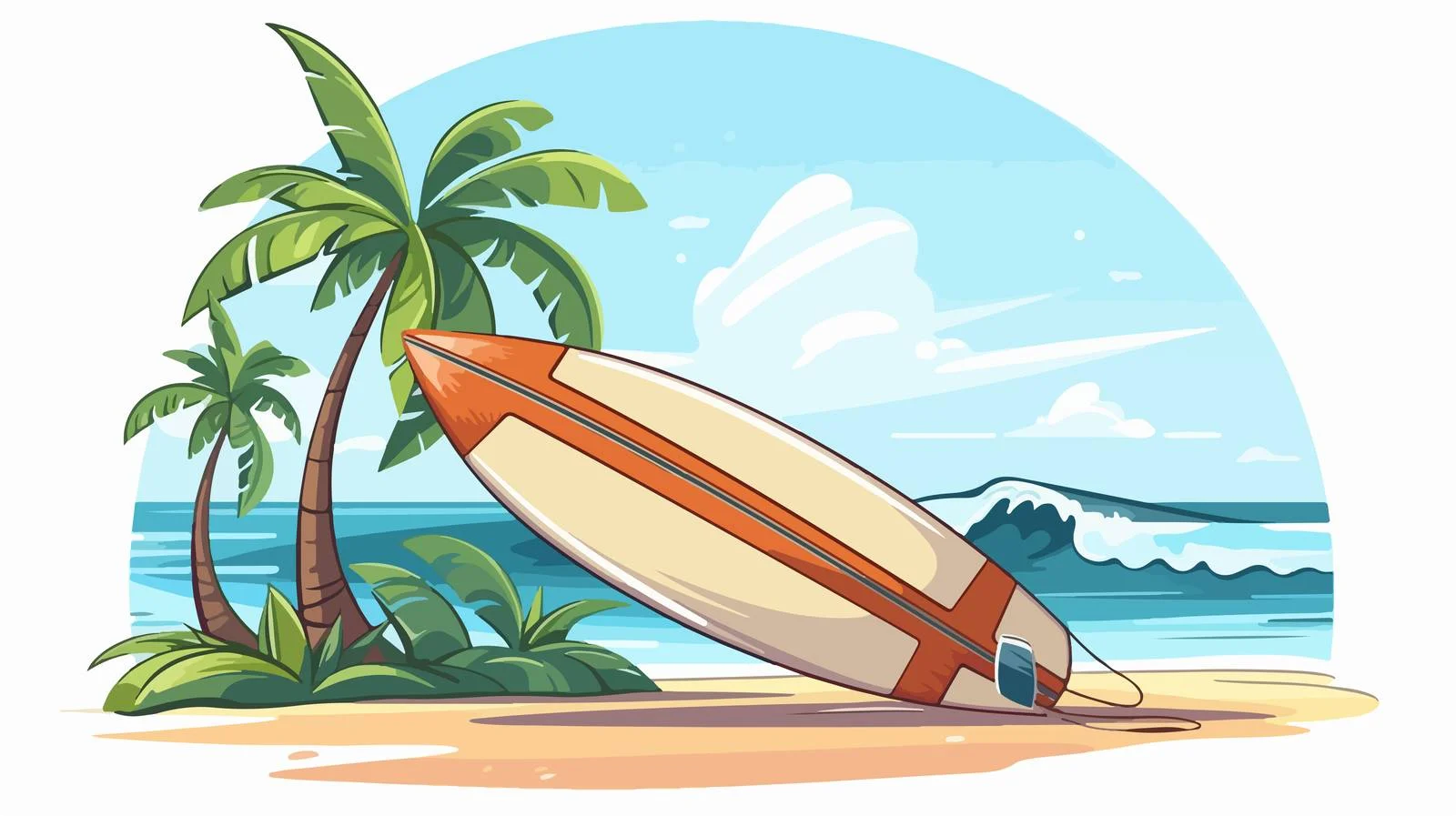 Summer Beach Trip Surfboard Vector Image — free download from Dotvec