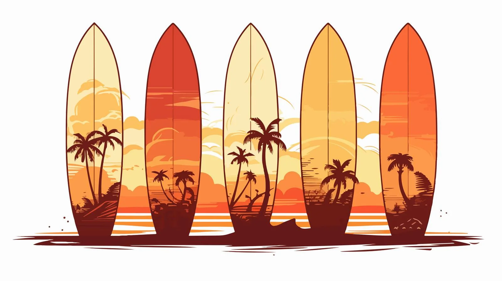 Beach Scene Outline Vector Illustration — free download from Dotvec