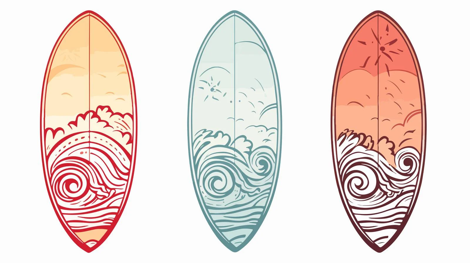 Sunset Surfboards with Inscription Vector Art — free download from Dotvec