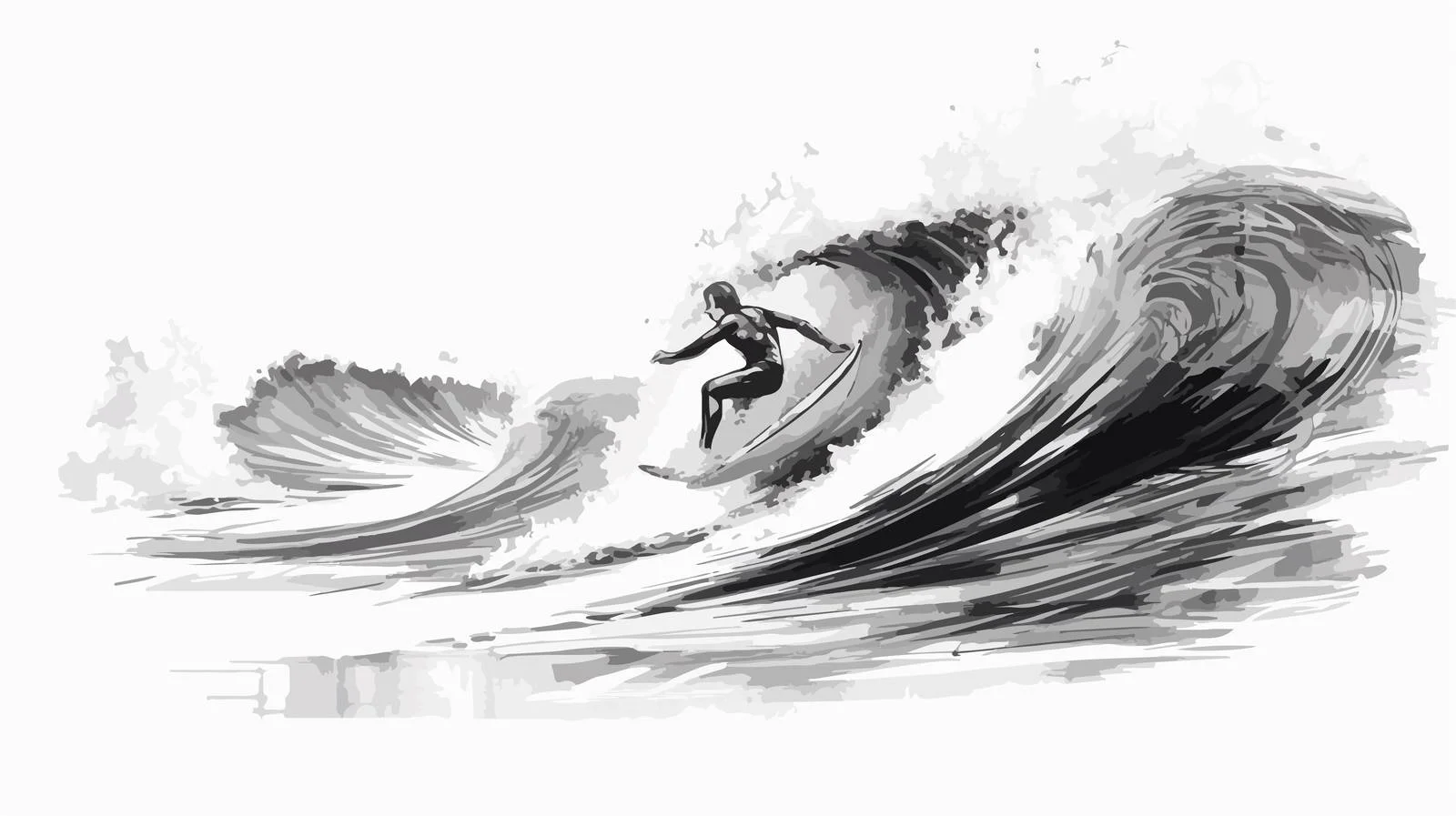 Surfer Wave Ink Sketch Serigraph — free download from Dotvec