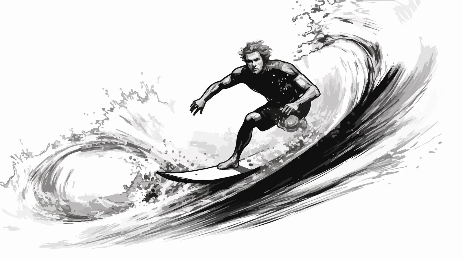 Surfer Wave Sketch Serigraph — free download from Dotvec