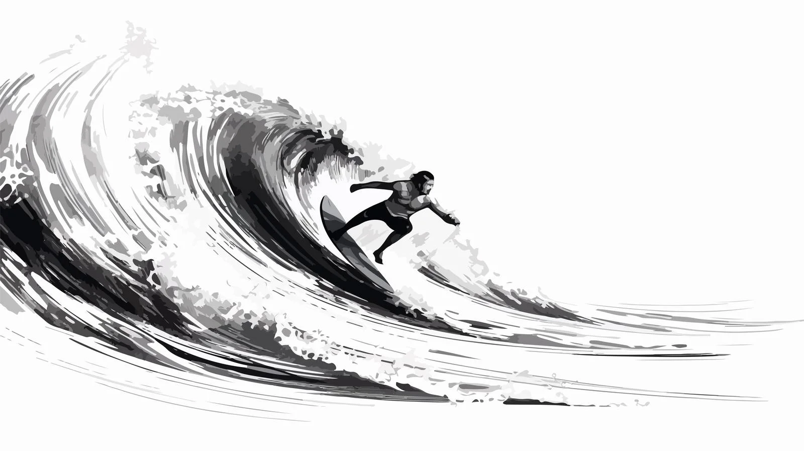 Surfer in Wave Sketch Serigraph — free download from Dotvec