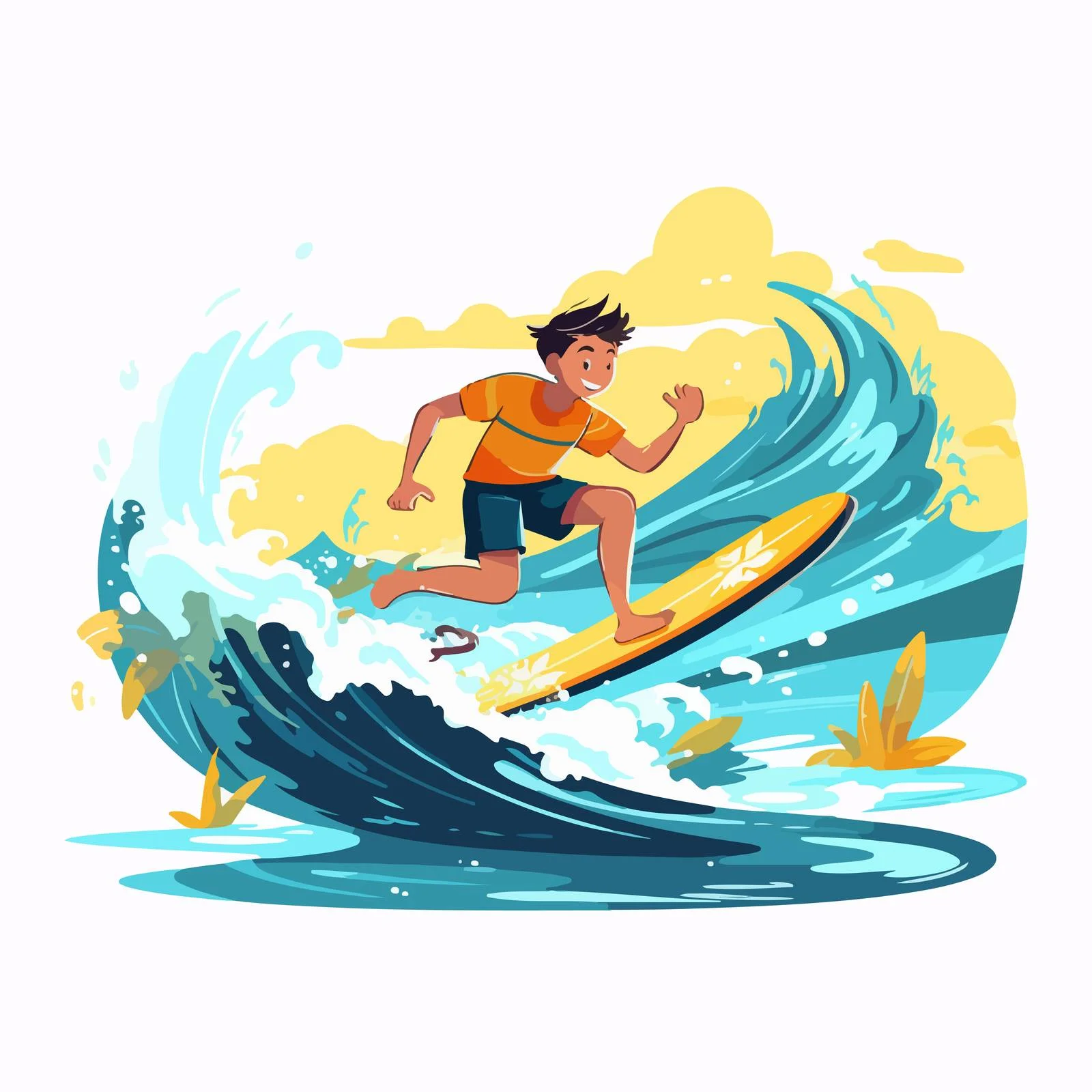 Young Surfer Riding Waves on Surfboard — free download from Dotvec