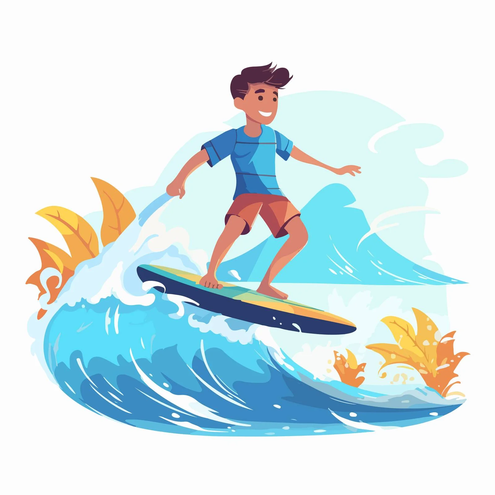 Young surfer mastering ocean waves — free download from Dotvec