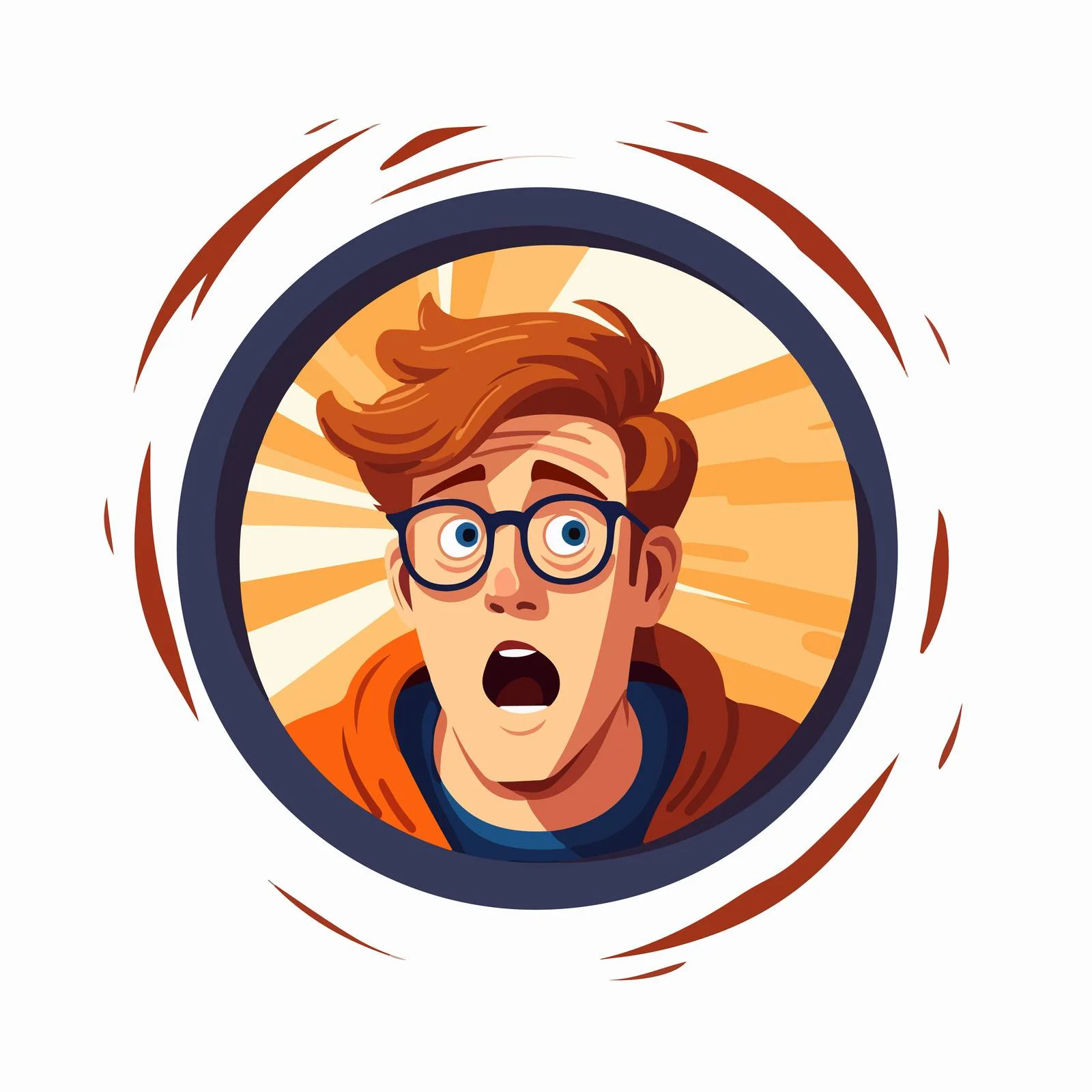 Astounded young man in spectacles peeking — free download from Dotvec