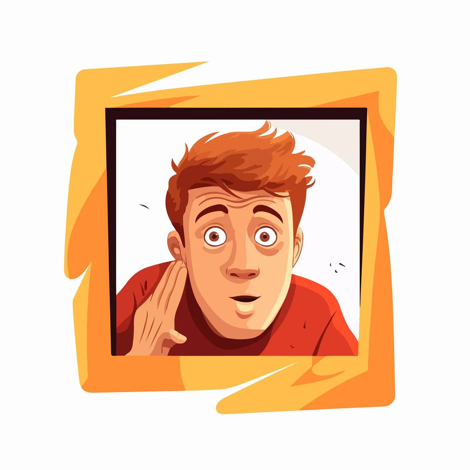 Curious Young Person Looking Through Frame — free download from Dotvec