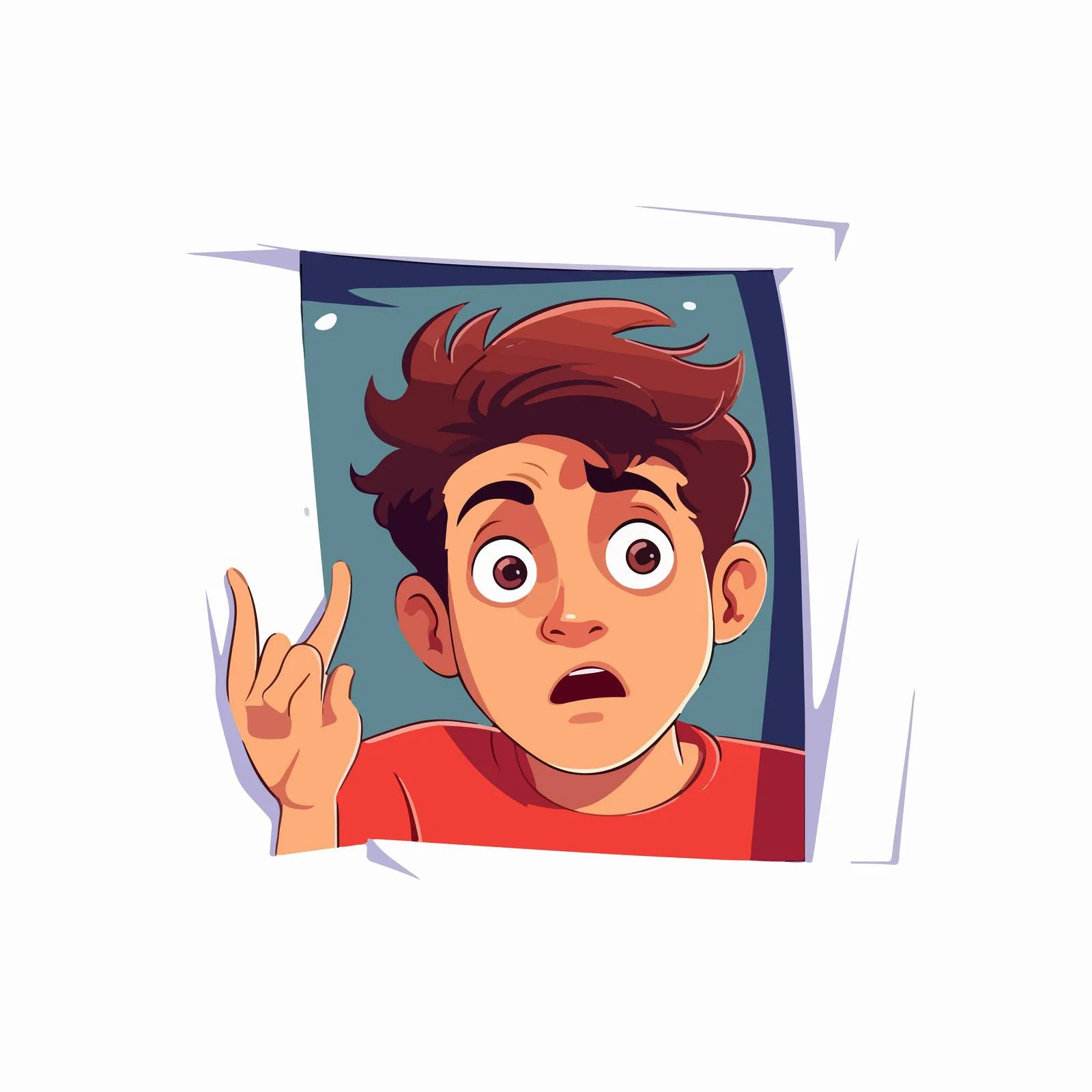 Curious Teen Observing Inside Square Border — free download from Dotvec