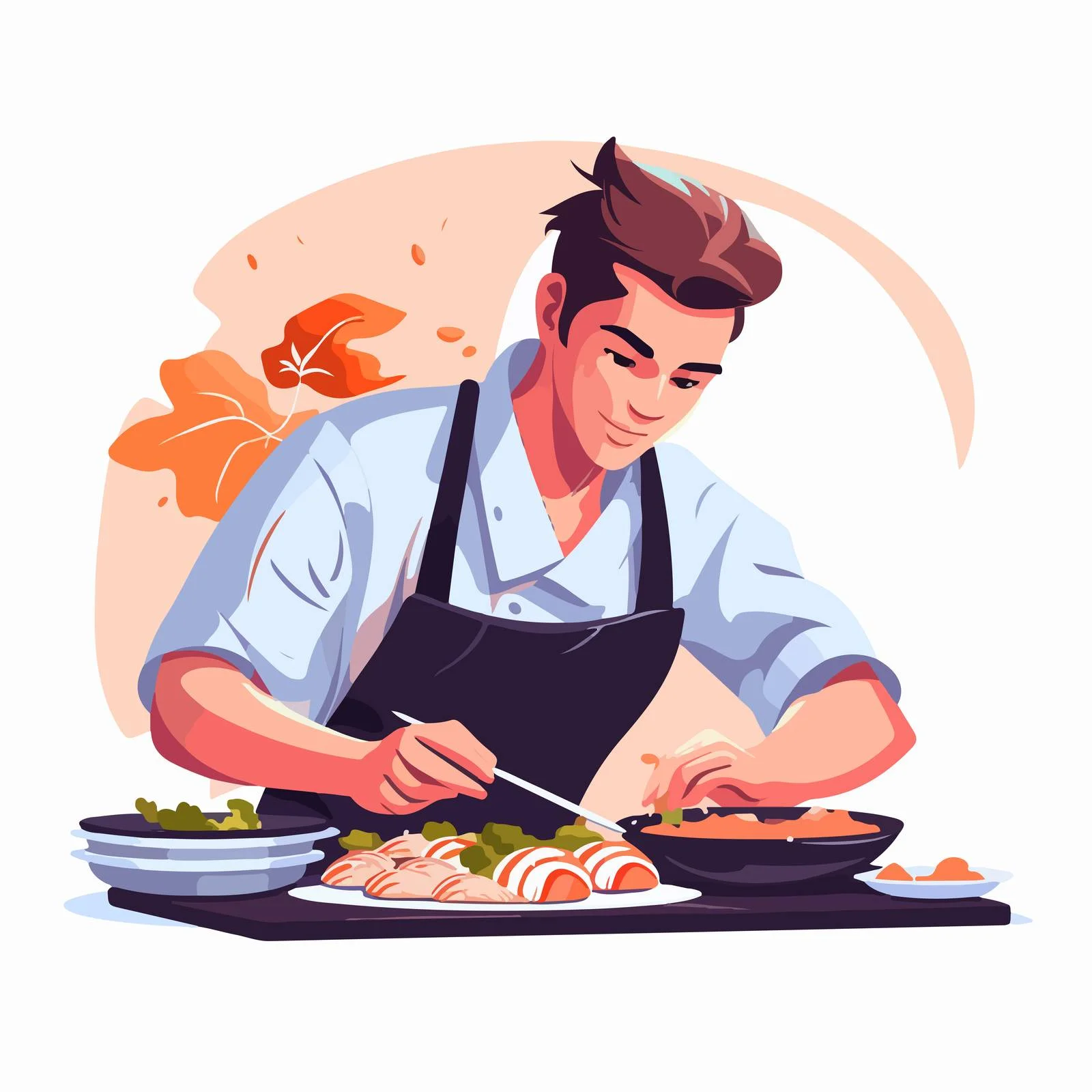 Creating Authentic Asian Dishes in Sushi Restaurant — free download from Dotvec