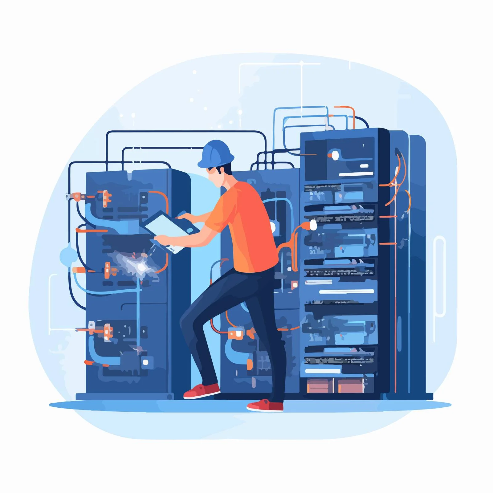 IT Technician Adjusting Network and Connections — free download from Dotvec