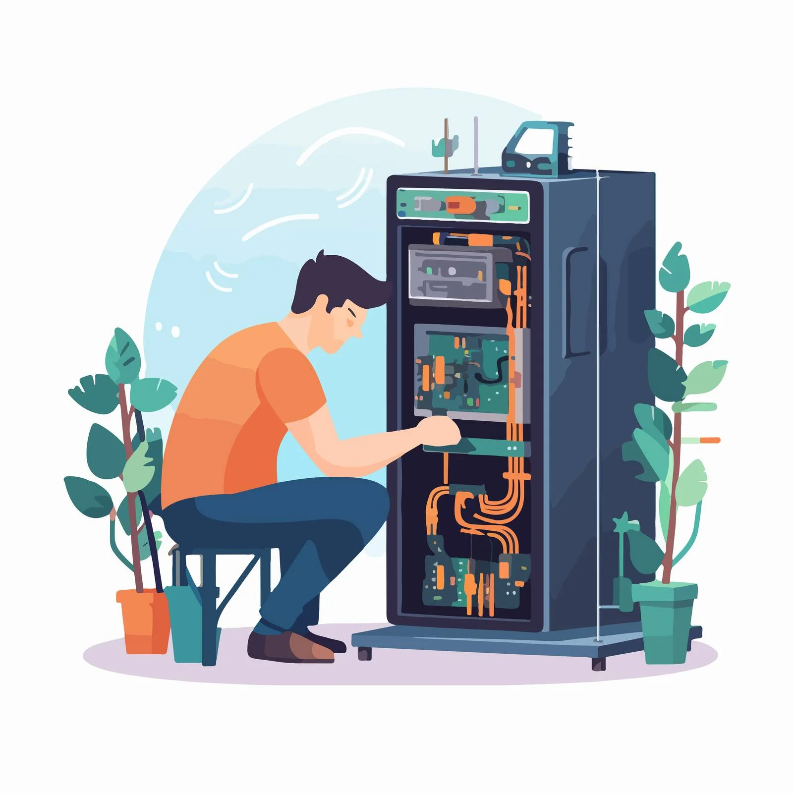 IT Technician Adjusting Network Connectivity — free download from Dotvec