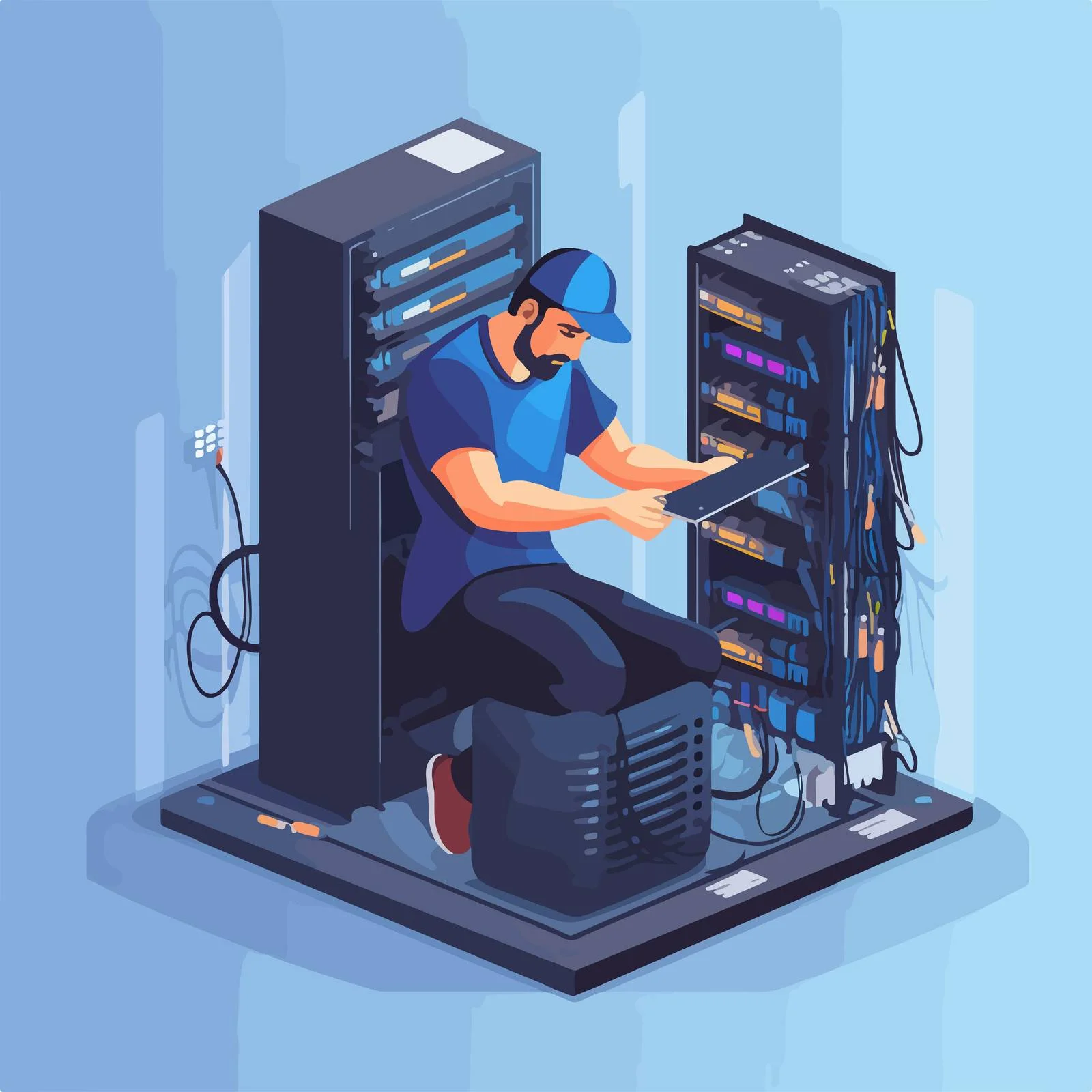 Network Technician Configuring Internet Connection — free download from Dotvec