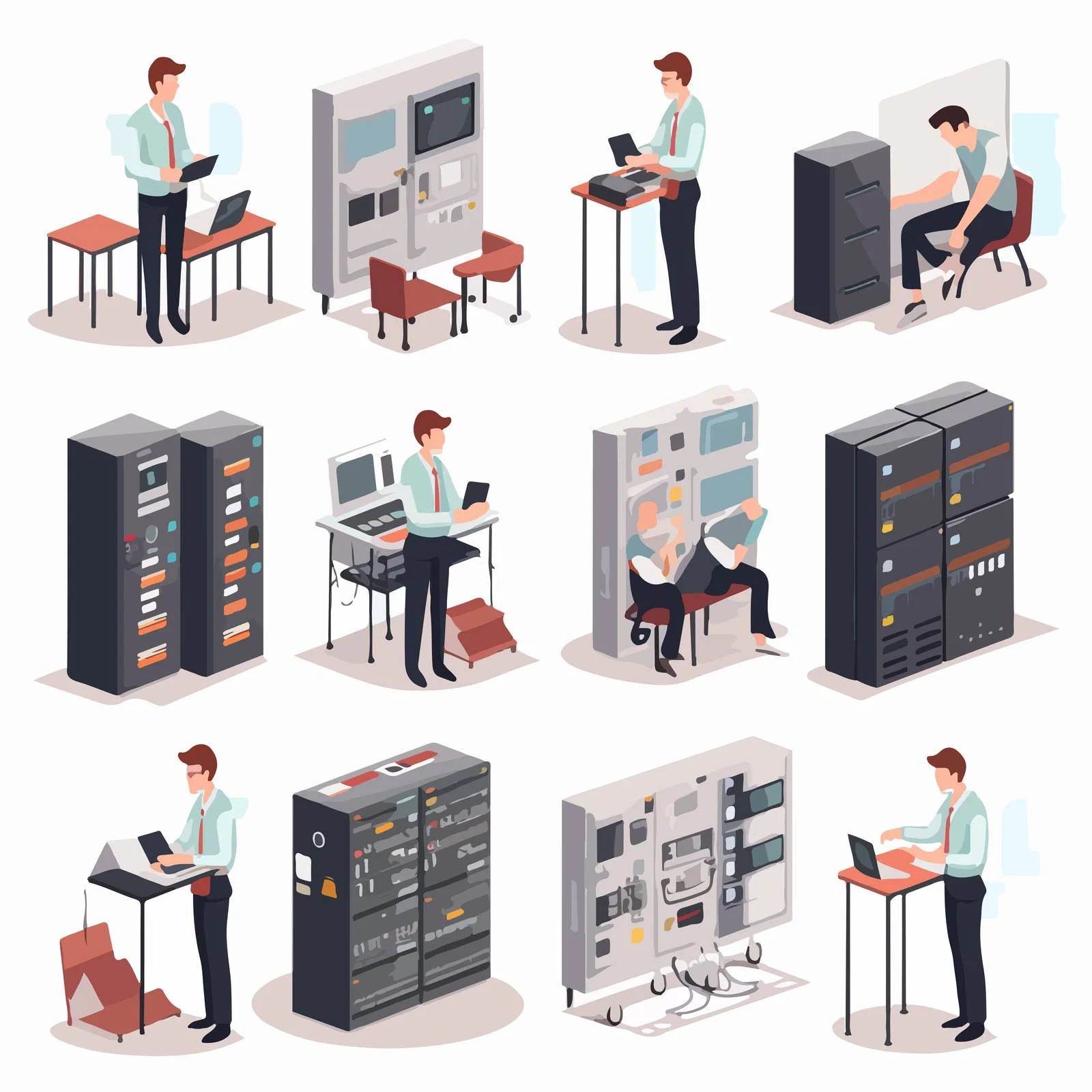 Professional System Administrator Vector Illustrations — free download from Dotvec