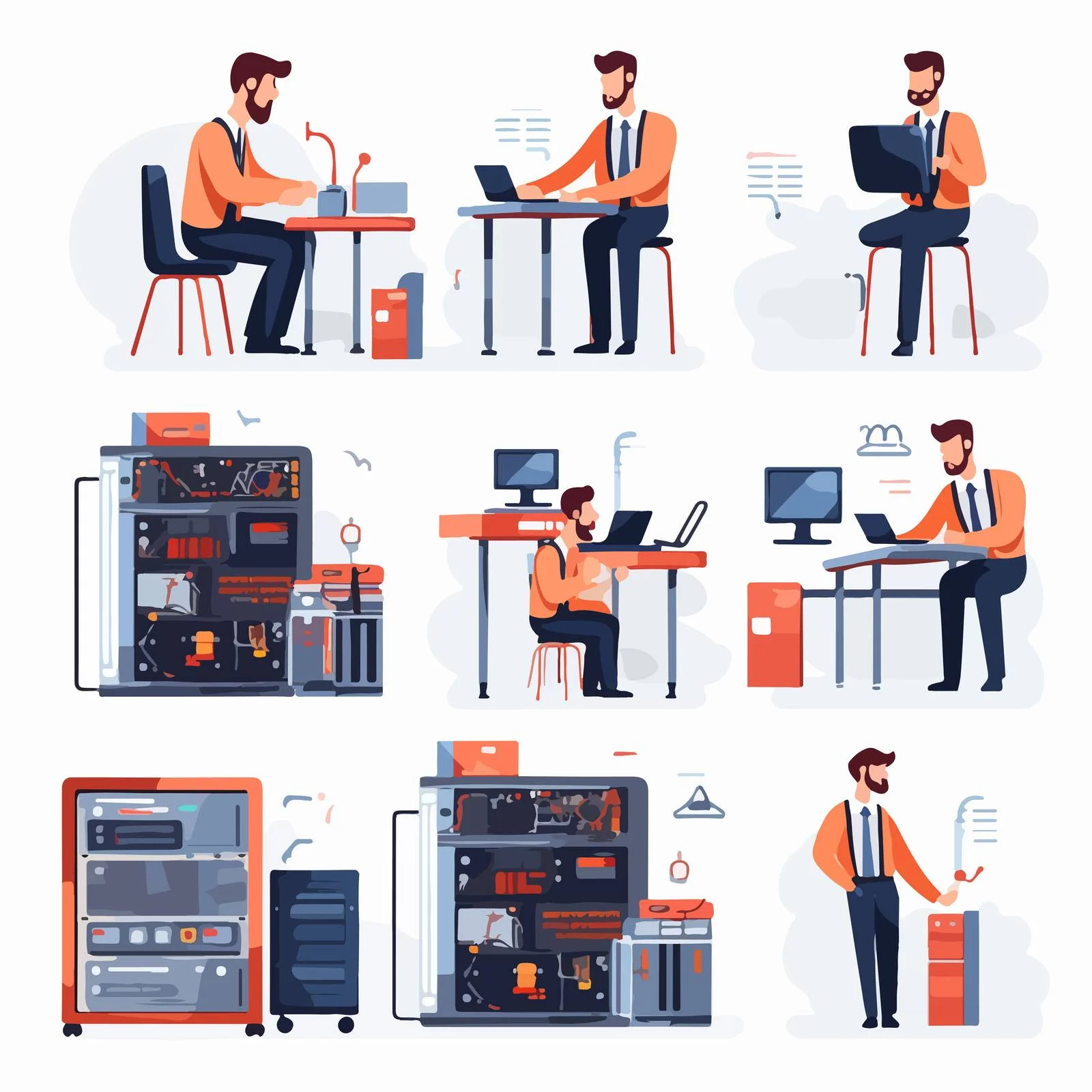 Professional System Administrator Vector Illustrations — free download from Dotvec