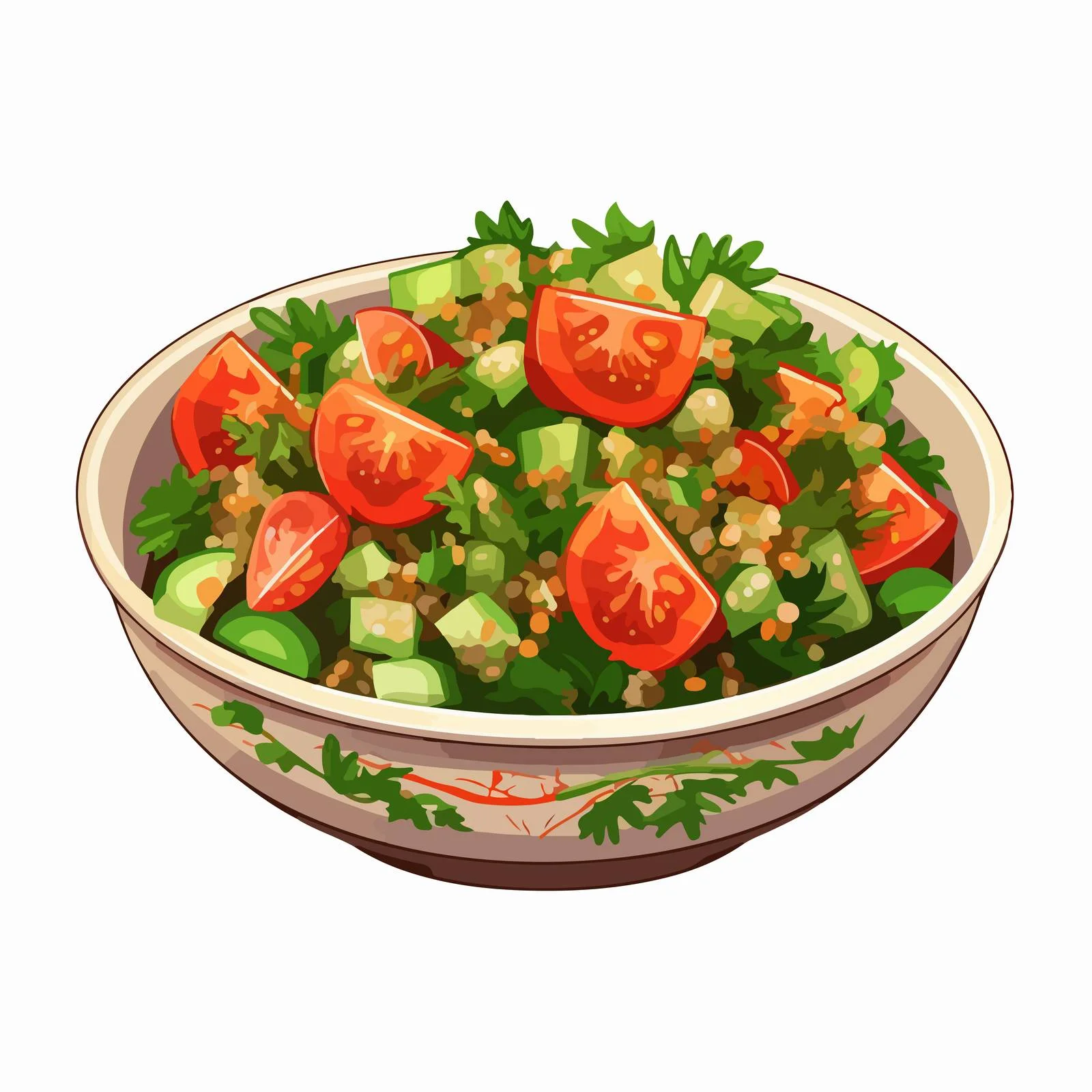 Fresh Tabbouleh Salad Bowl on White Background — free download from Dotvec