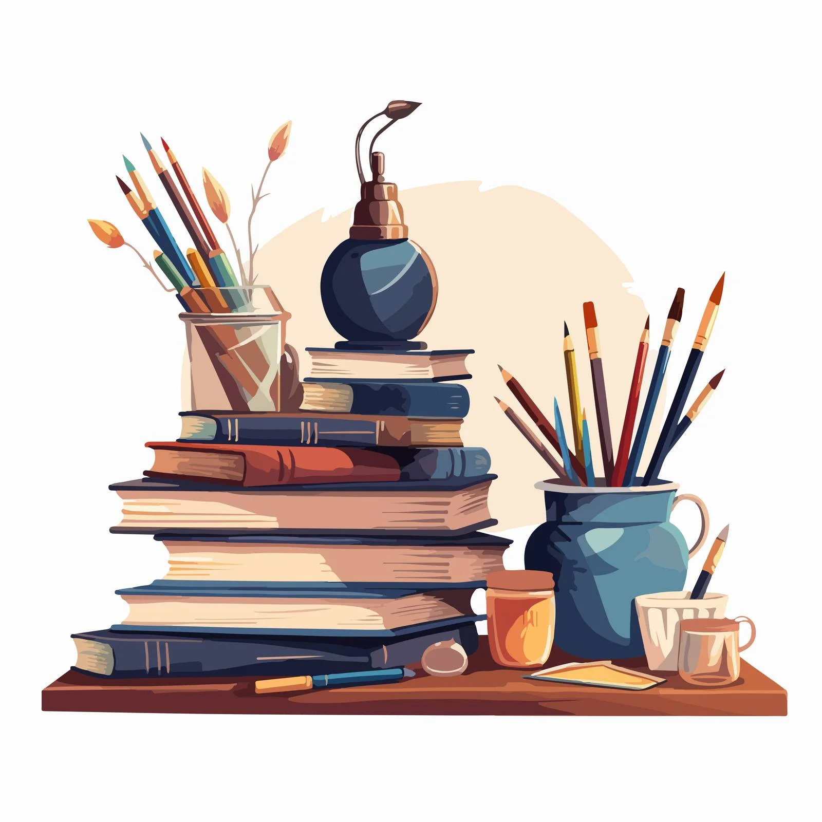 Desk Lamp with Pen and Brush Holder — free download from Dotvec