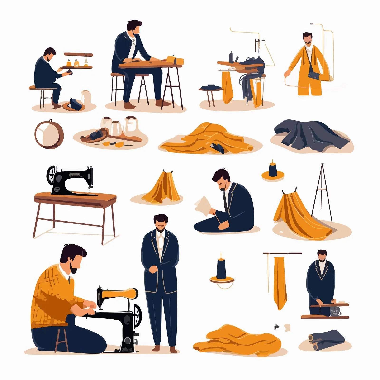 Craftsman sewing fabric with needle, close-up — free download from Dotvec