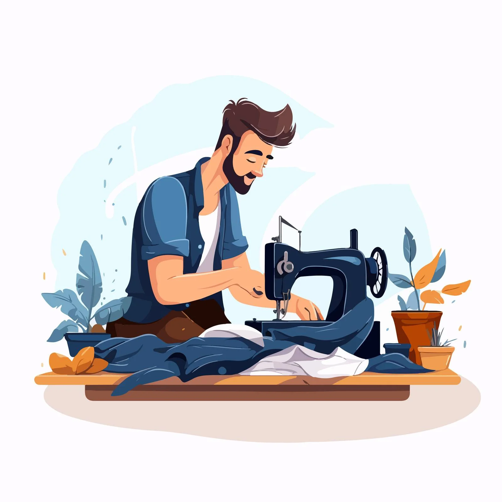 Skilled tailor sewing with hands using needle — free download from Dotvec