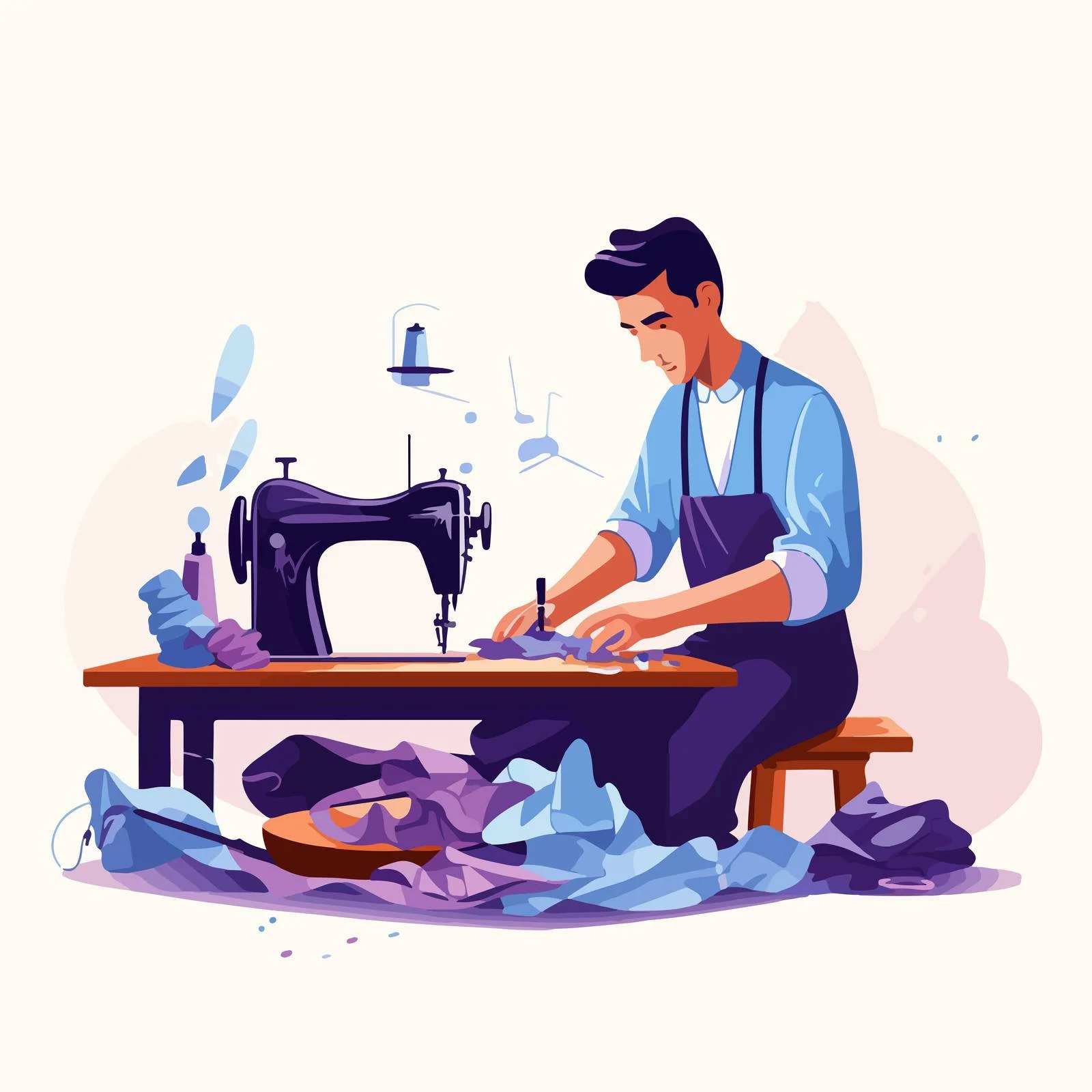 Skilled tailor sewing with hands and needle — free download from Dotvec