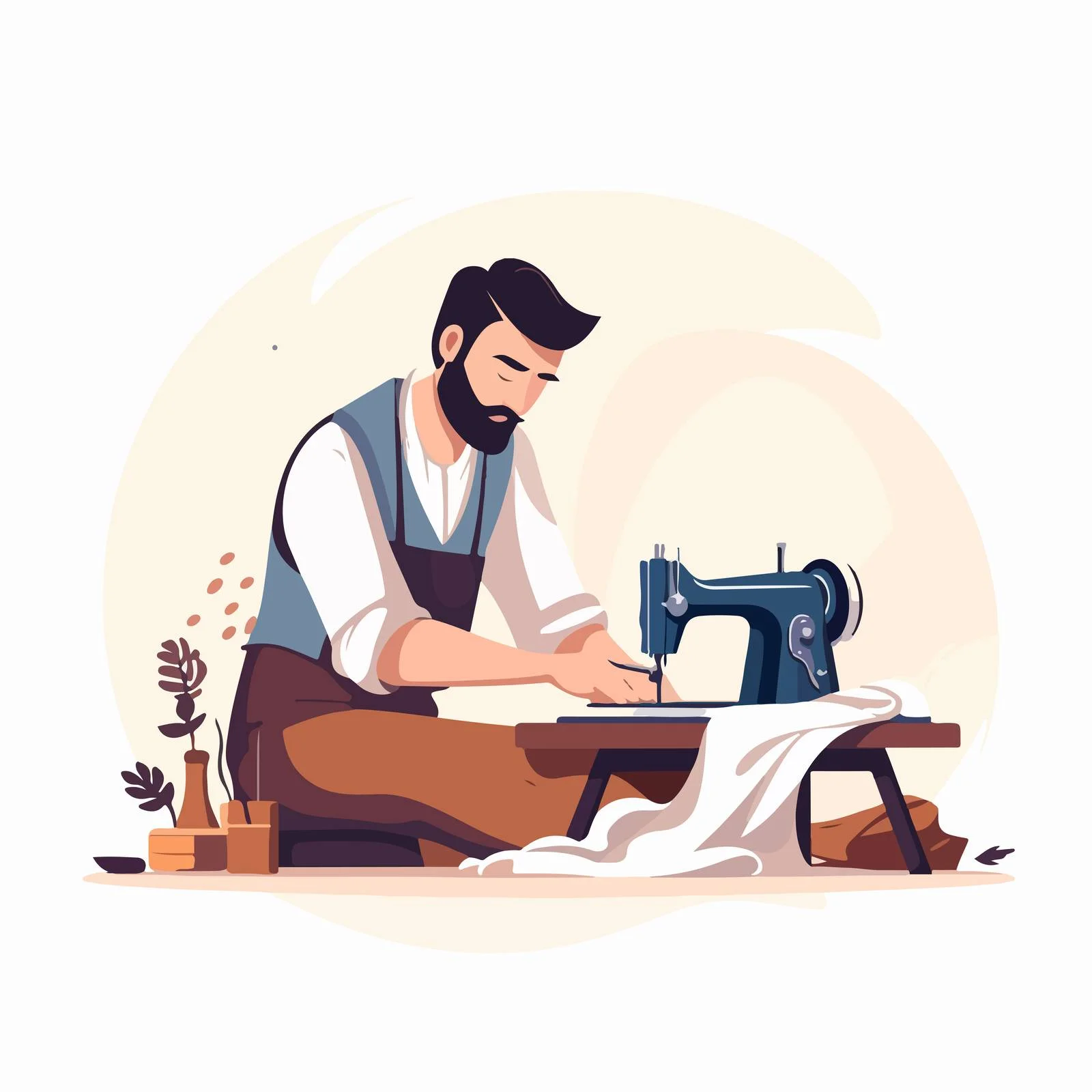 Craftsman hand-sewing textile, male tailor precision — free download from Dotvec
