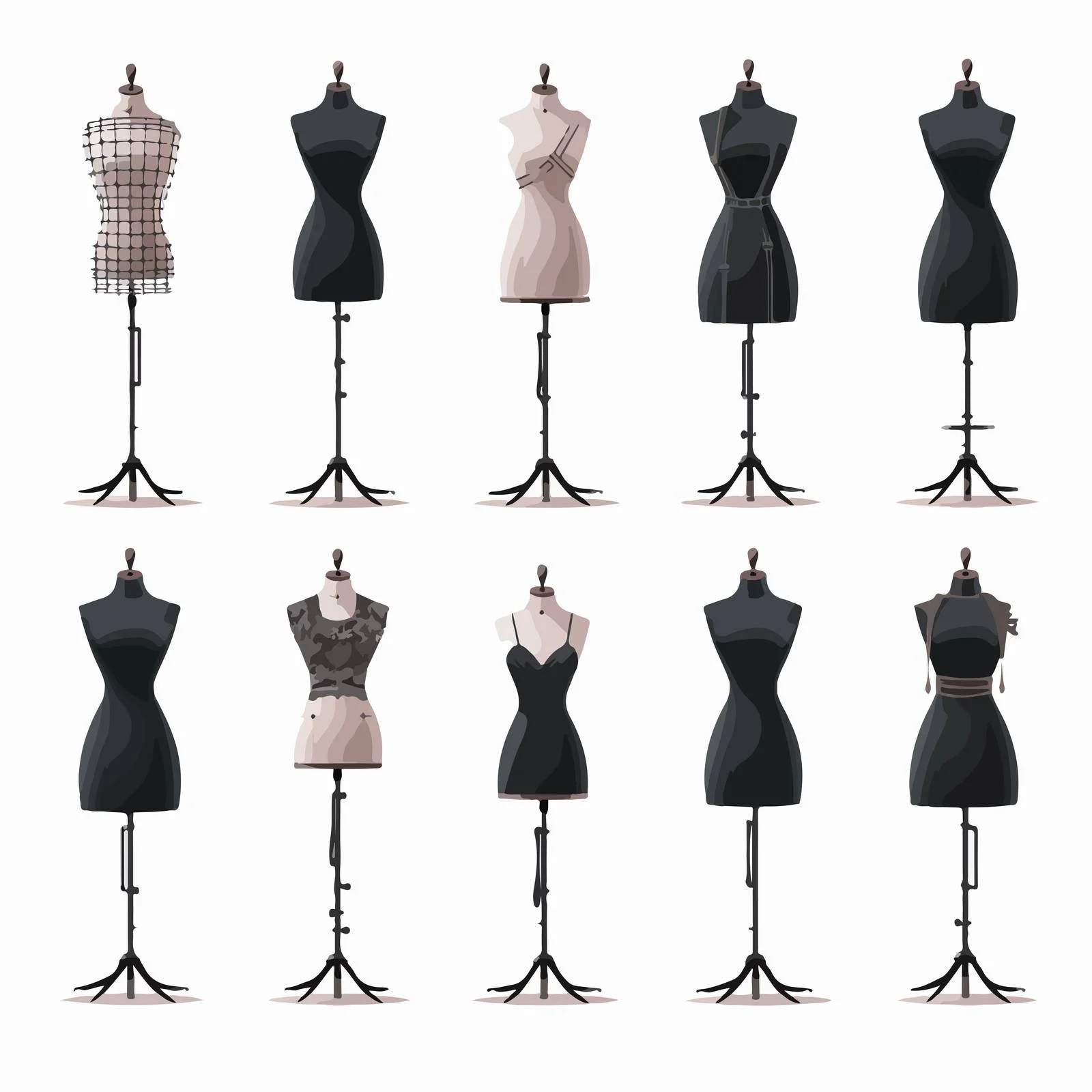 Tailoring mannequin set with female torsos — free download from Dotvec