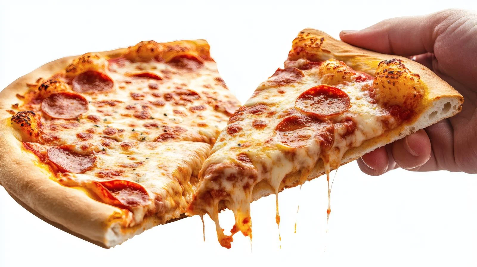 Enjoying Pizza Slice on White Background — free download from Dotvec