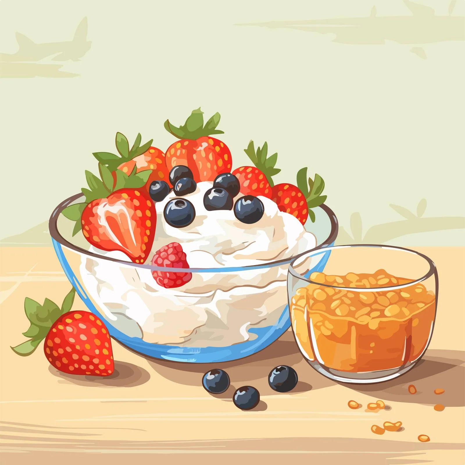 Delicious Cottage Cheese Breakfast with Fruit — free download from Dotvec
