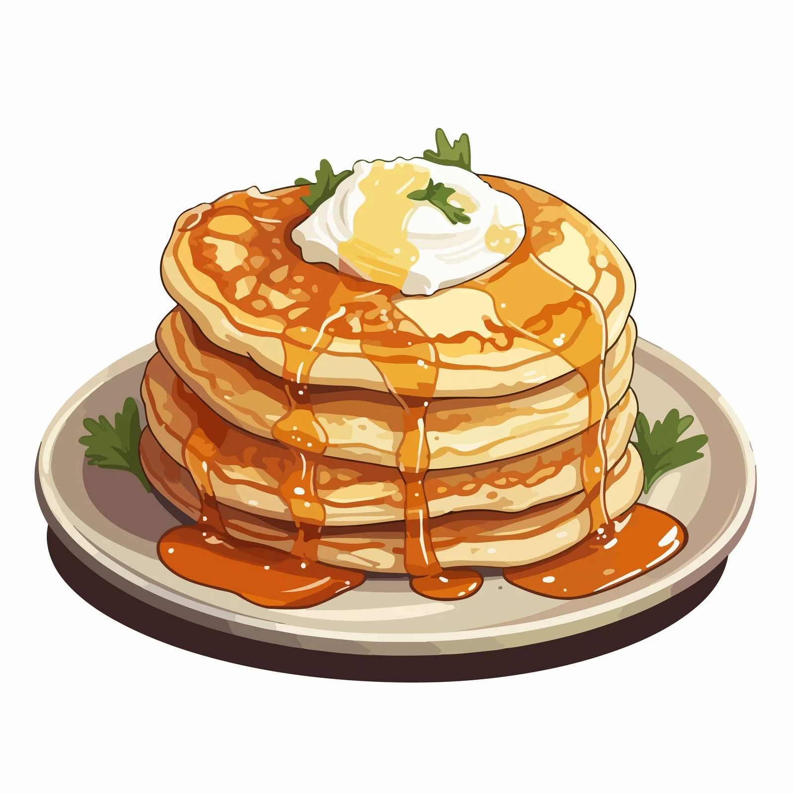 Delicious Pancakes and Syrniki on Plate — free download from Dotvec