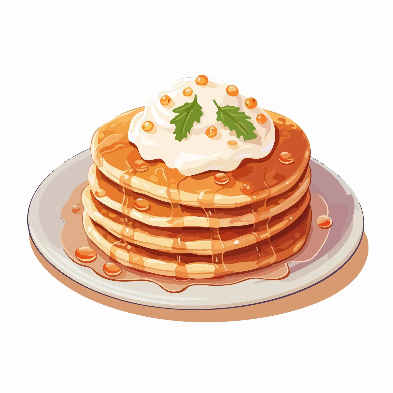 Delicious Pancakes and Syrniki on Plate — free download from Dotvec