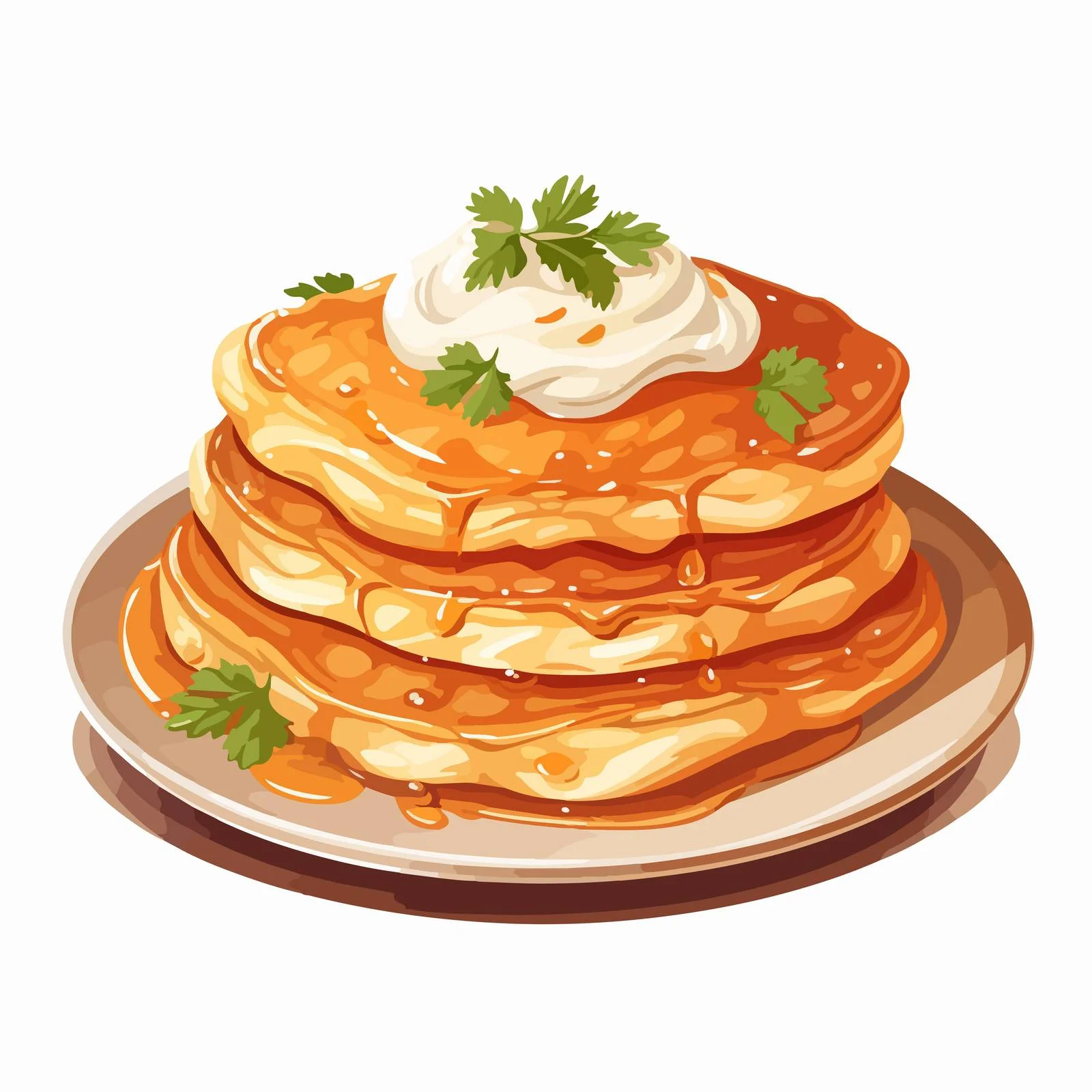 Delicious Pancakes and Syrniki on Plate — free download from Dotvec