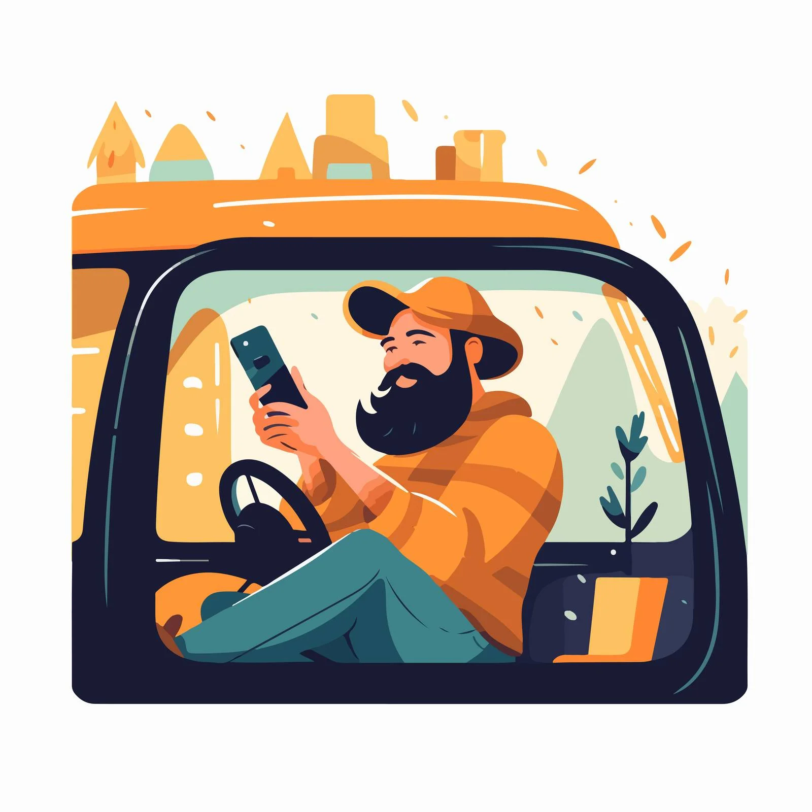 Taxi Driver and Passenger in Front Seat — free download from Dotvec