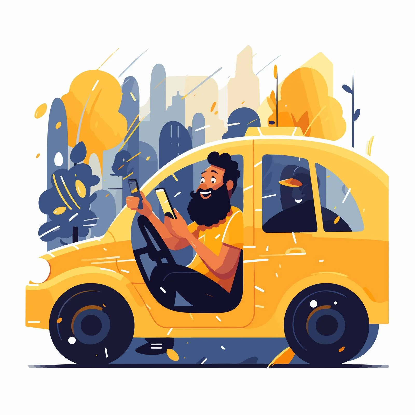 Taxi driver and passenger in front seat — free download from Dotvec