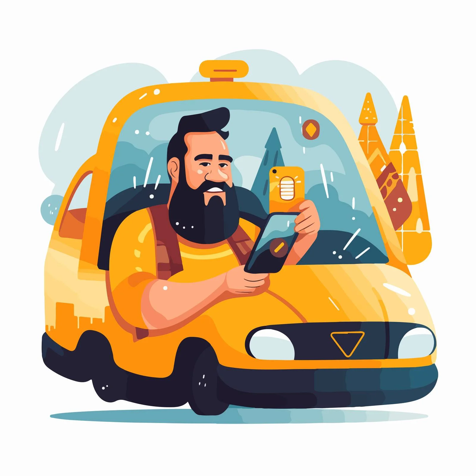 Taxi Driver and Passenger in Front Seat — free download from Dotvec